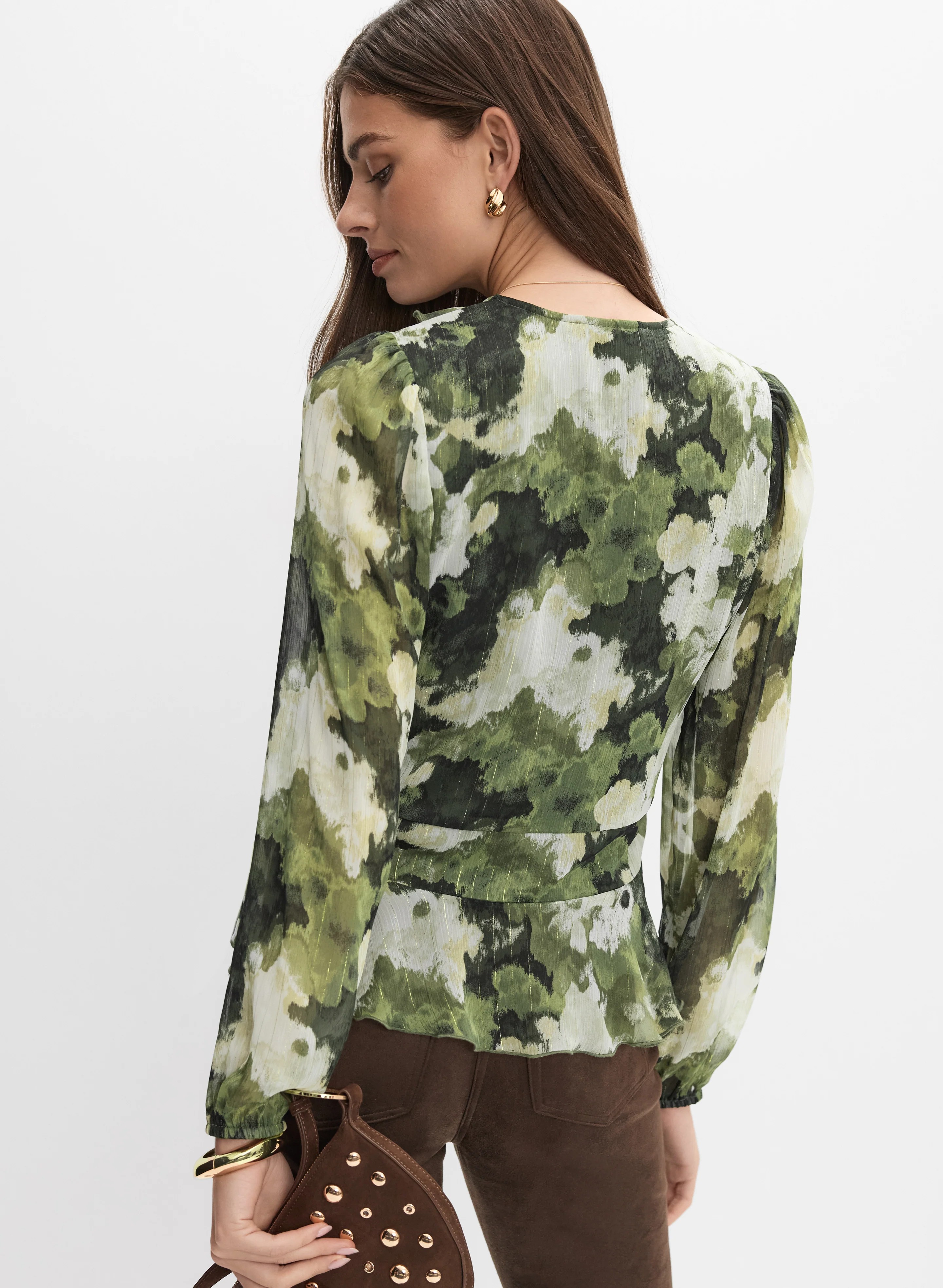 Abstract Flounce Front Blouse - Image 4
