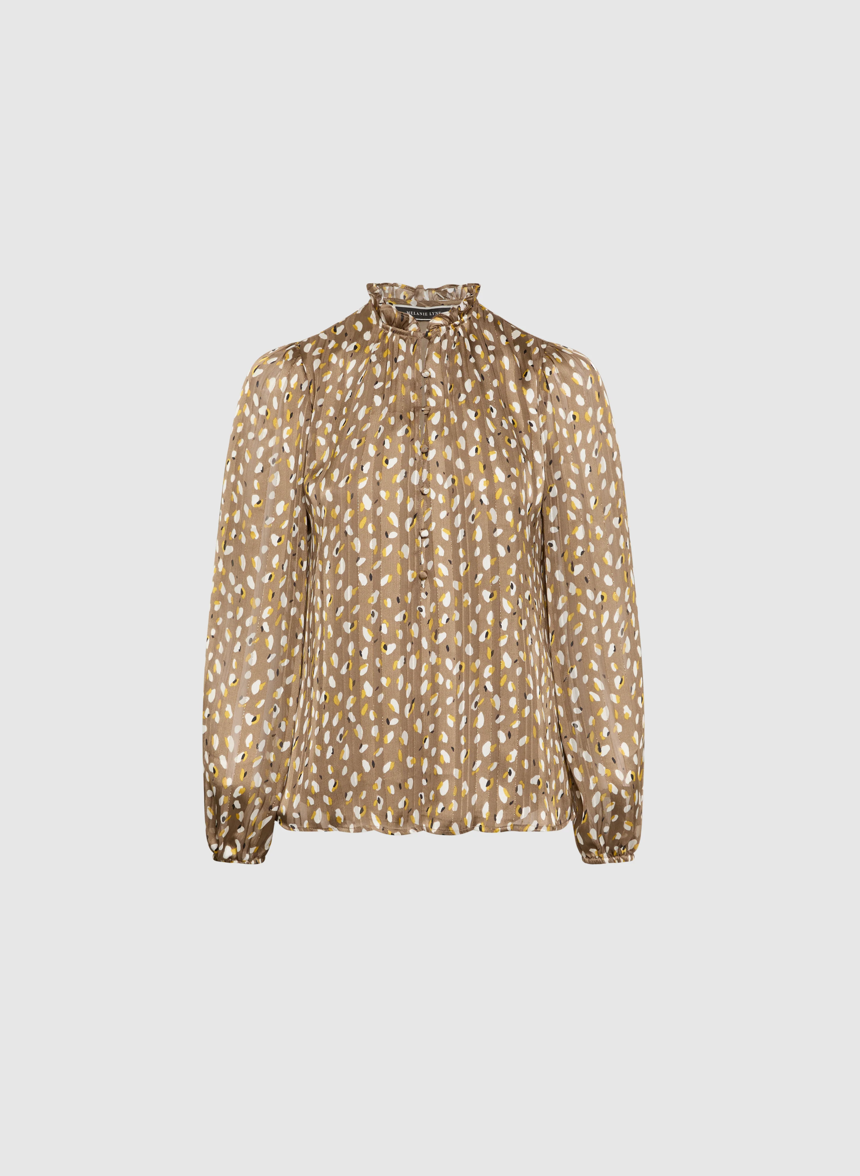 Abstract Frilled Neck Blouse - Image 5
