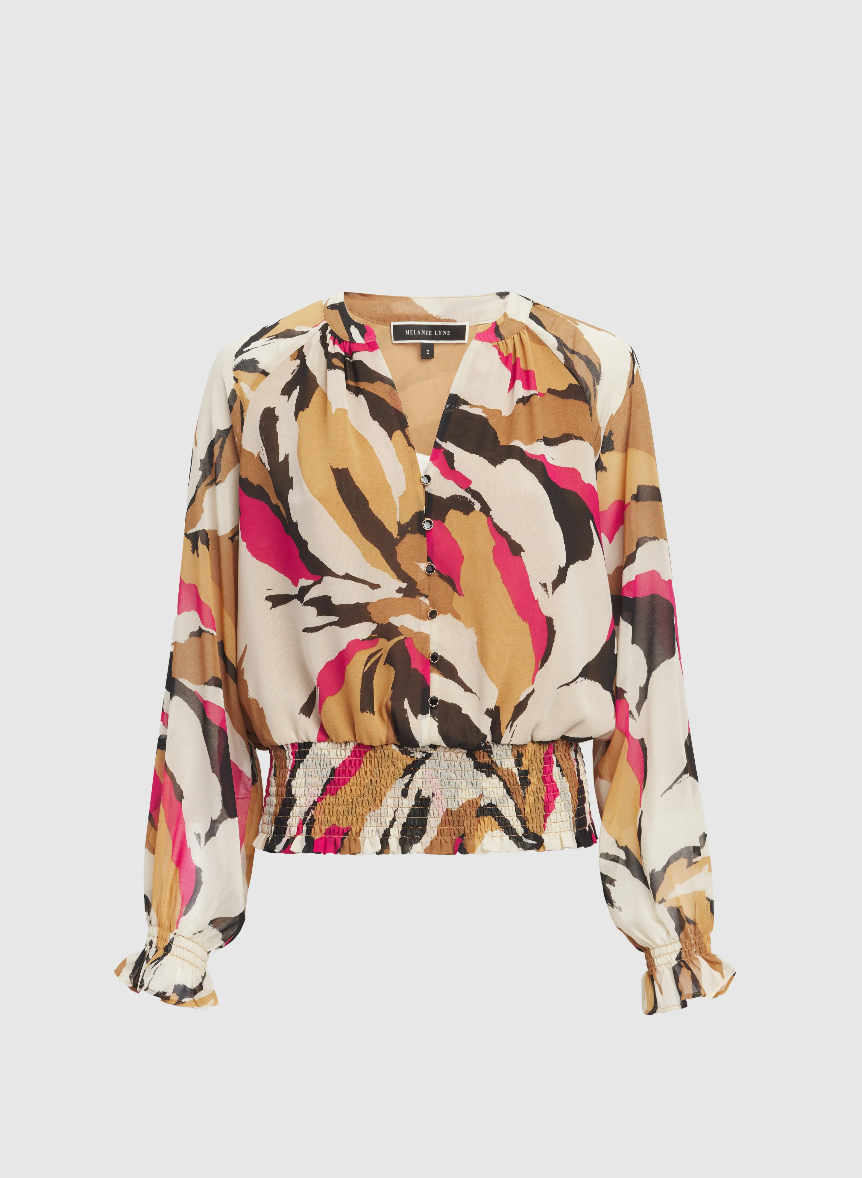 Abstract Smocked Detail Blouse - Image 6