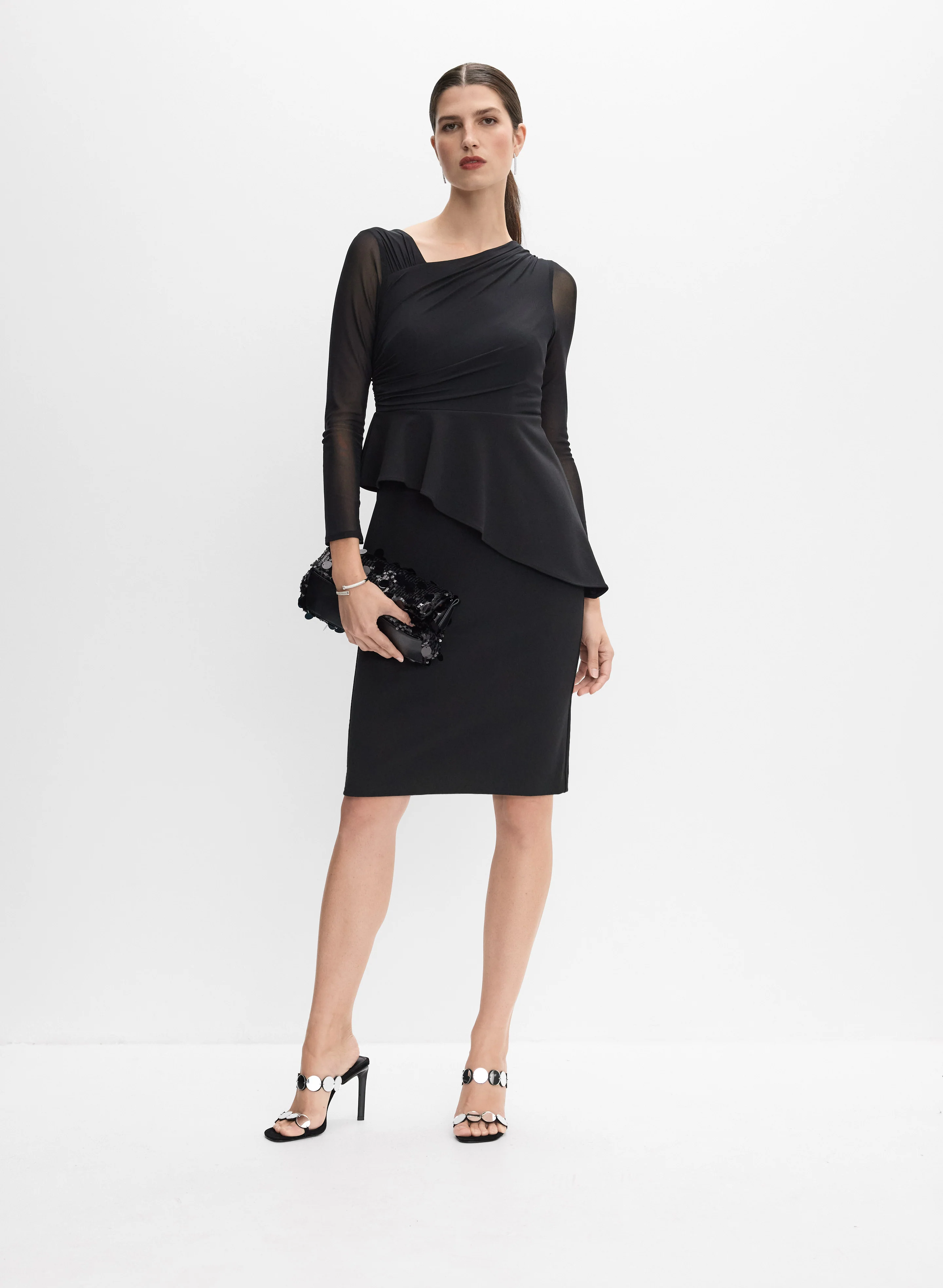Adrianna Papell - Asymmetric Peplum Detail Dress