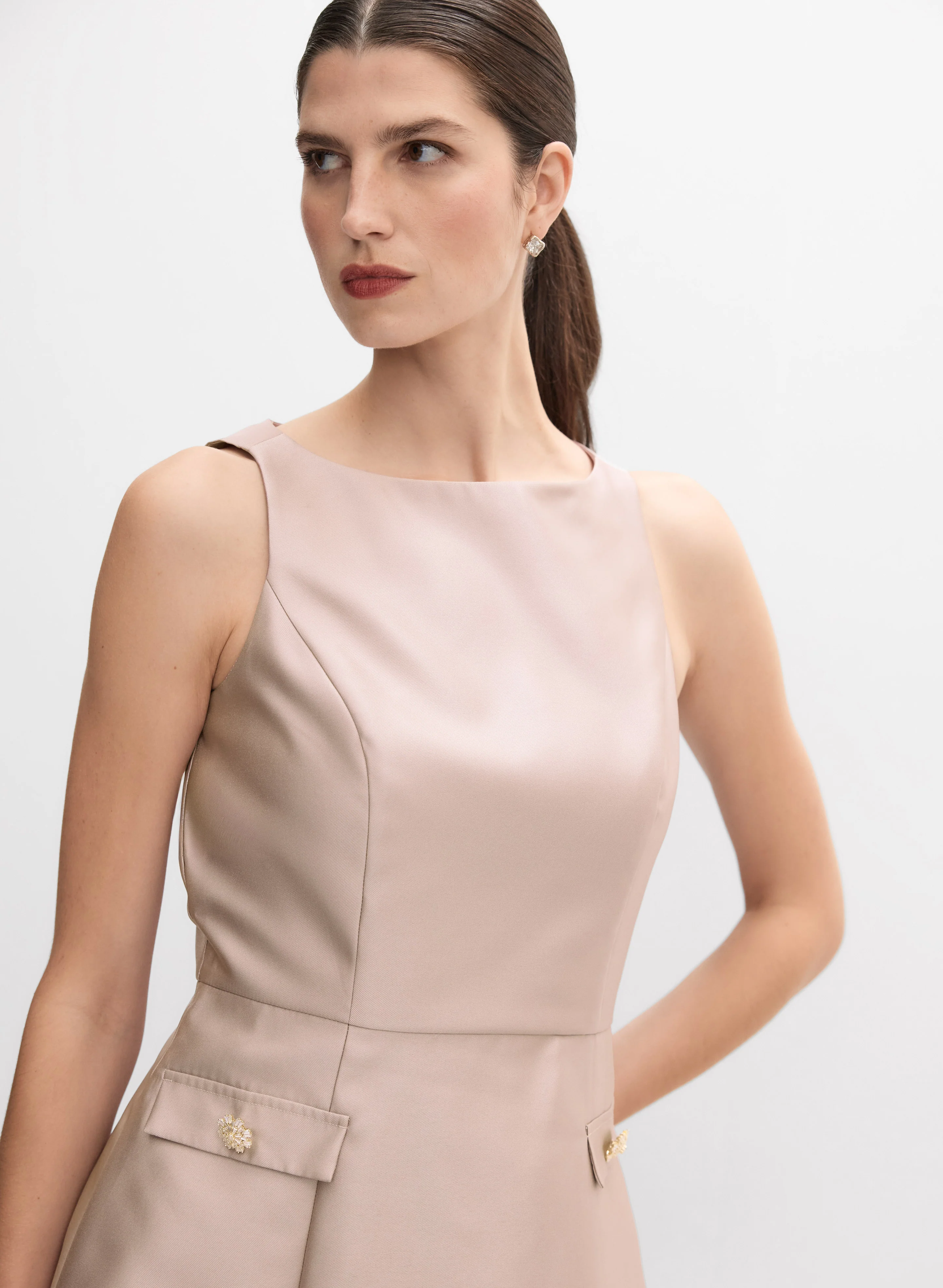 Adrianna Papell - Jeweled Button Detail Dress - Image 3