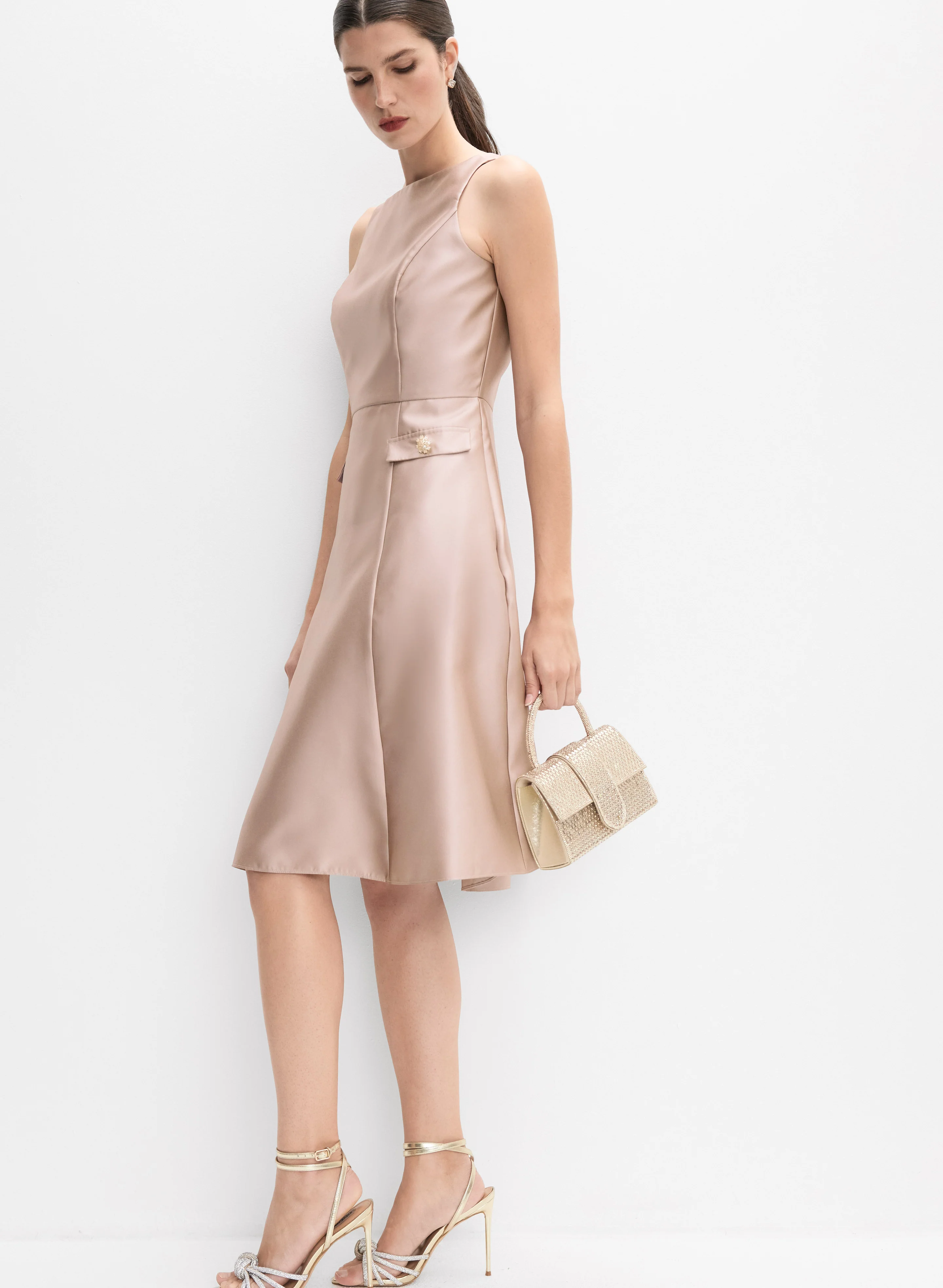 Adrianna Papell - Jeweled Button Detail Dress - Image 7