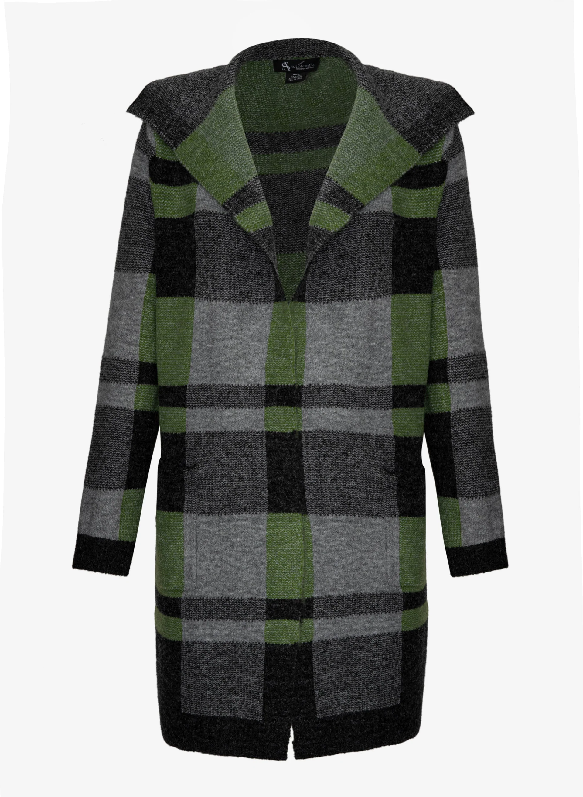 Angora Blend Plaid Motif Cardigan - Image 6