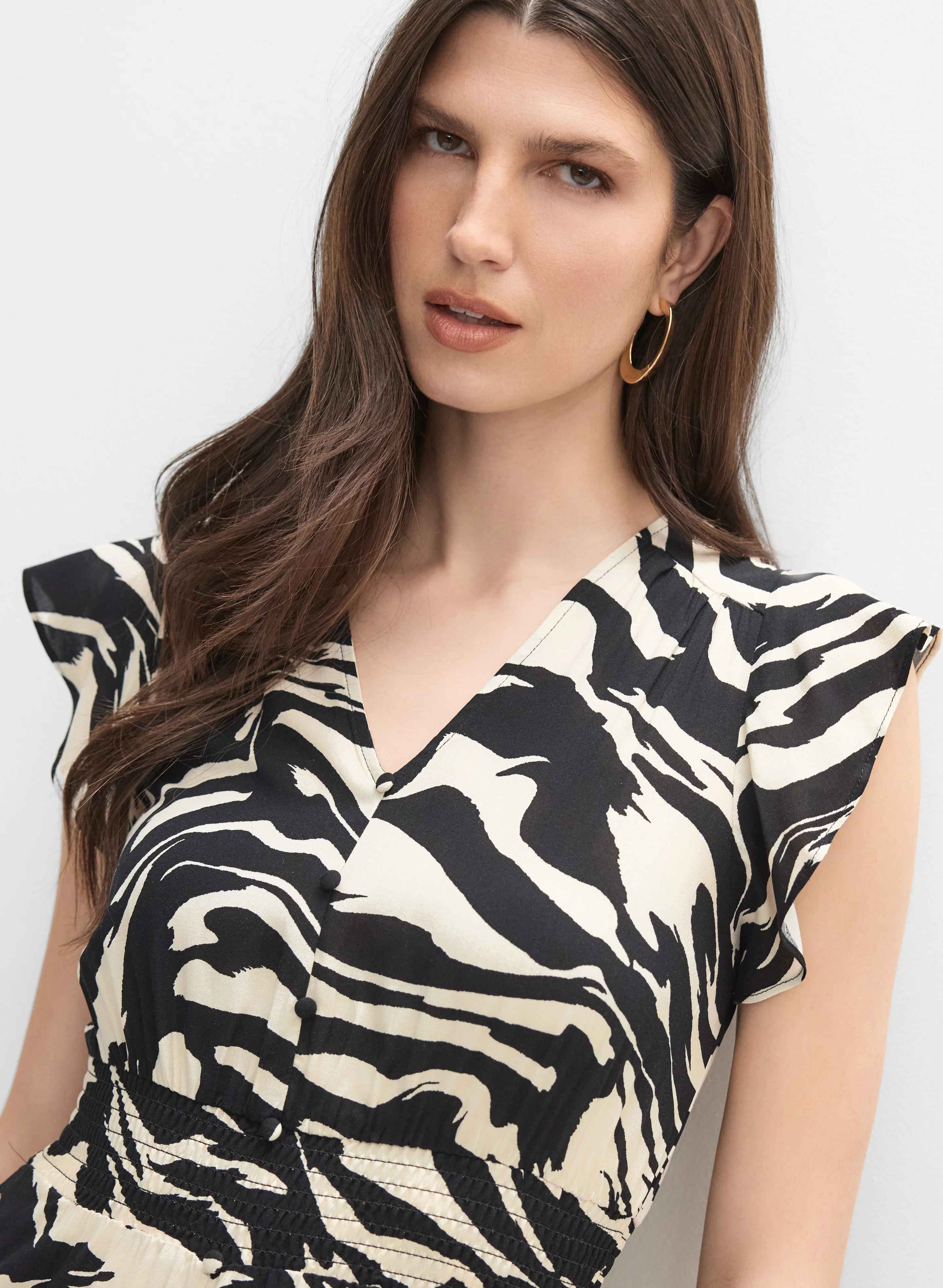 Animal Print Smocked Waist Dress - Image 3