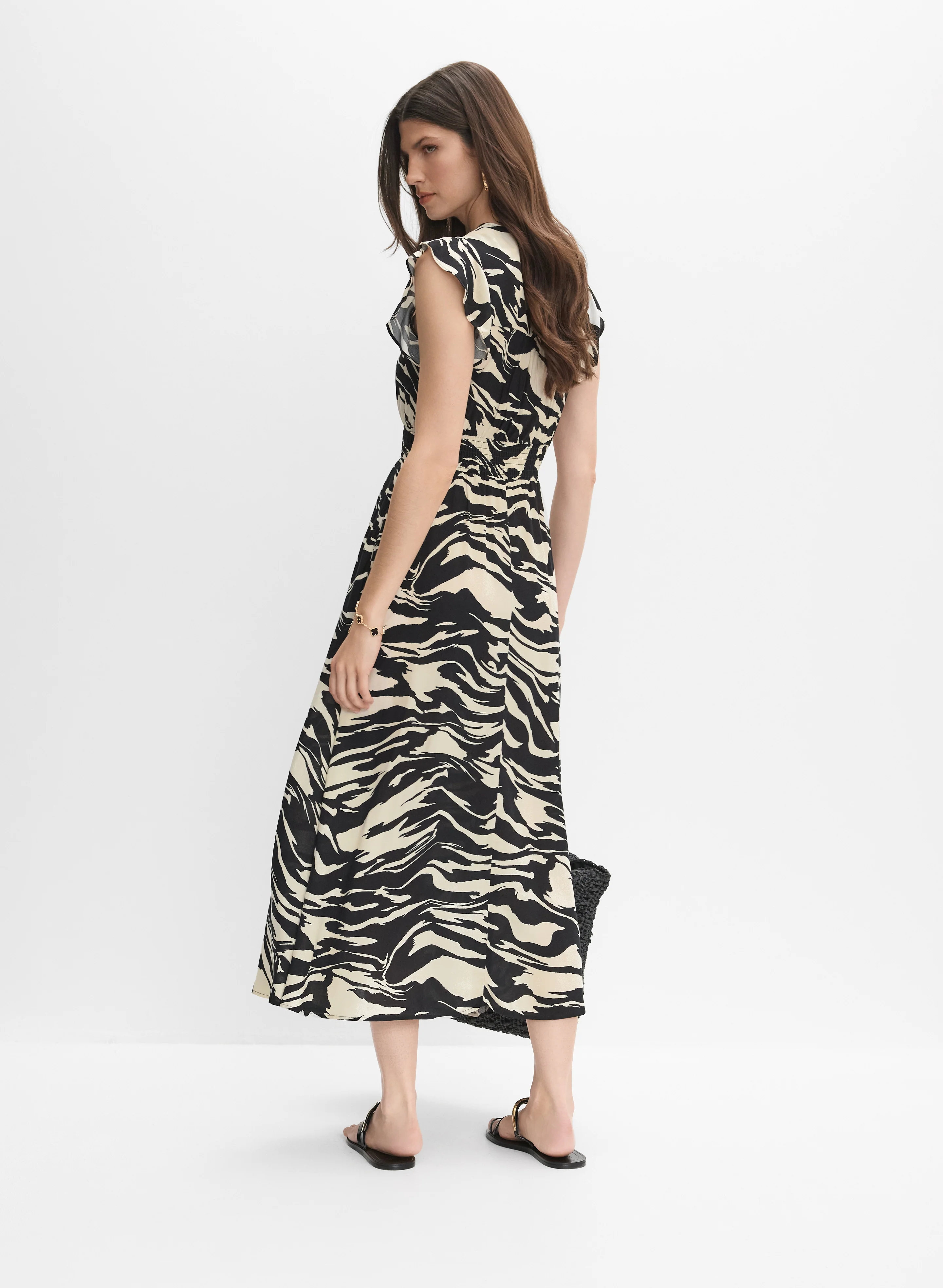 Animal Print Smocked Waist Dress - Image 4