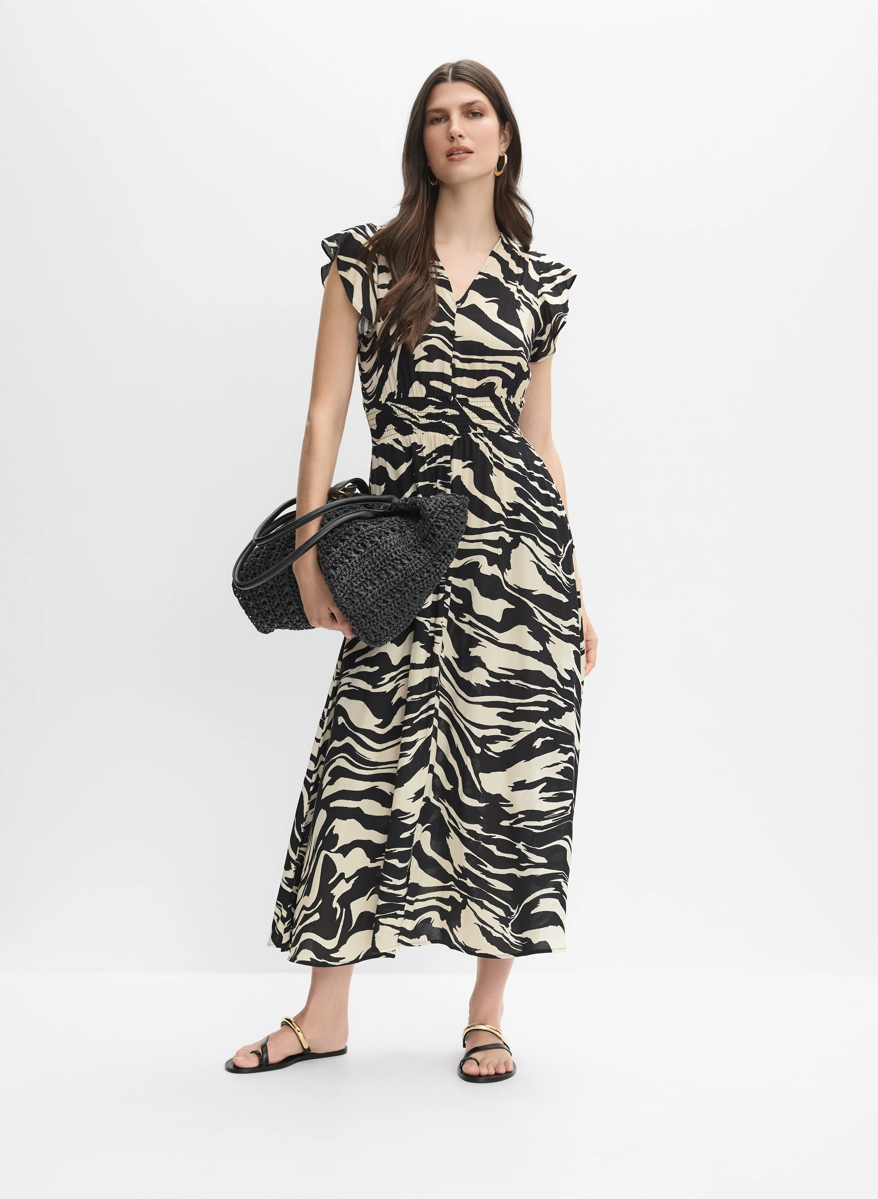 Animal Print Smocked Waist Dress - Image 7