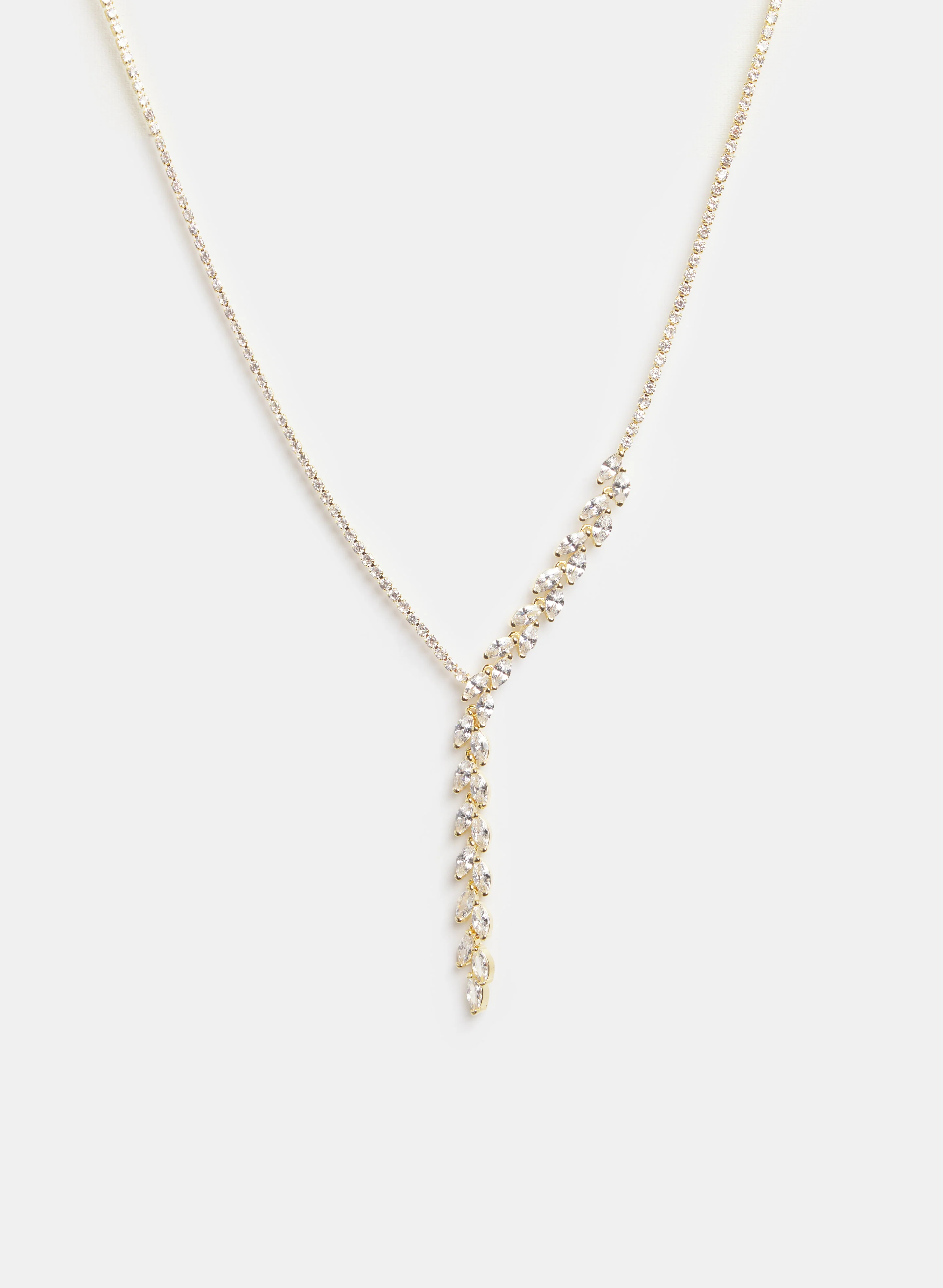 Asymmetric Crystal Y Necklace