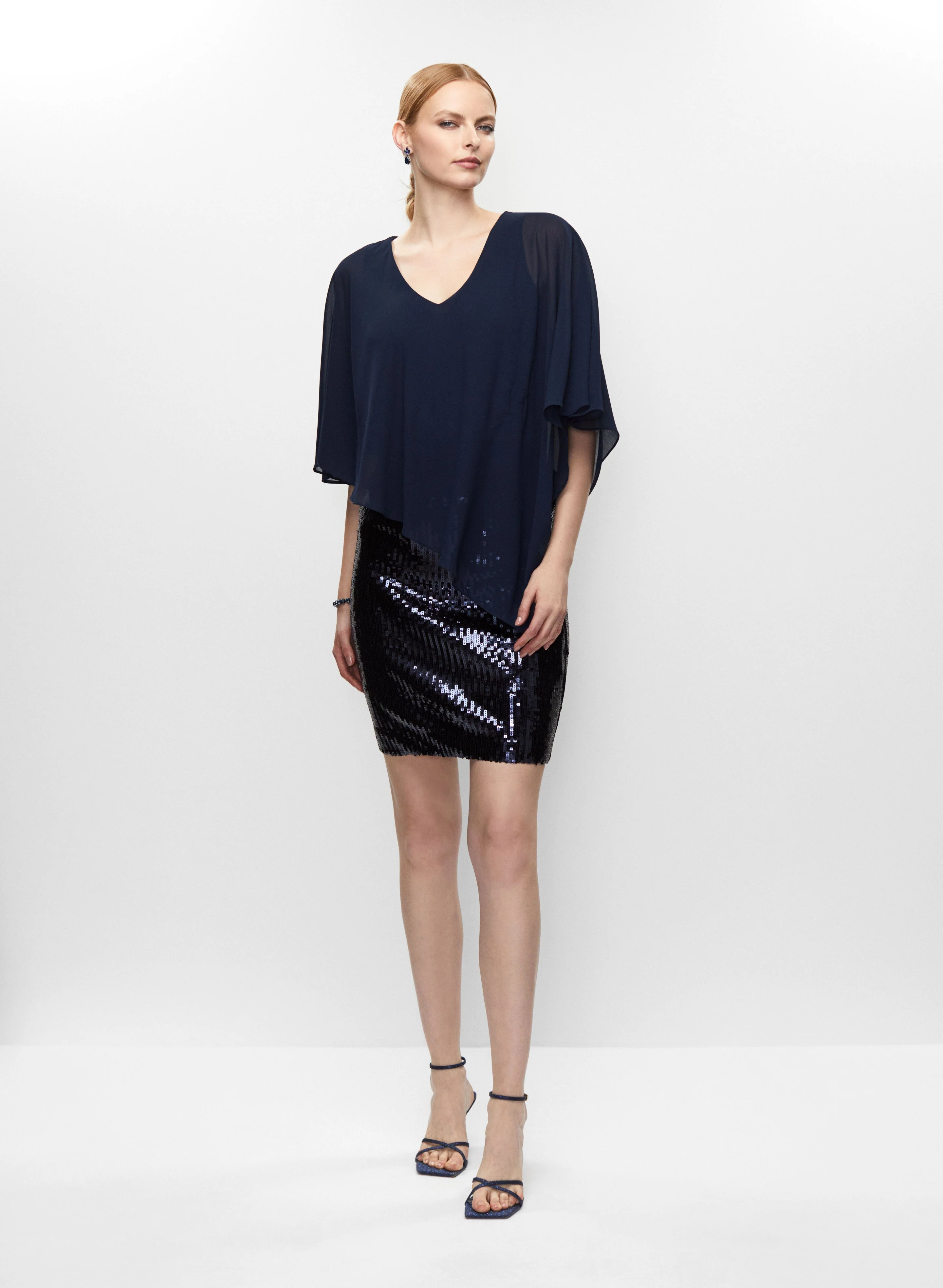 Asymmetric Top & Sequin Skirt
