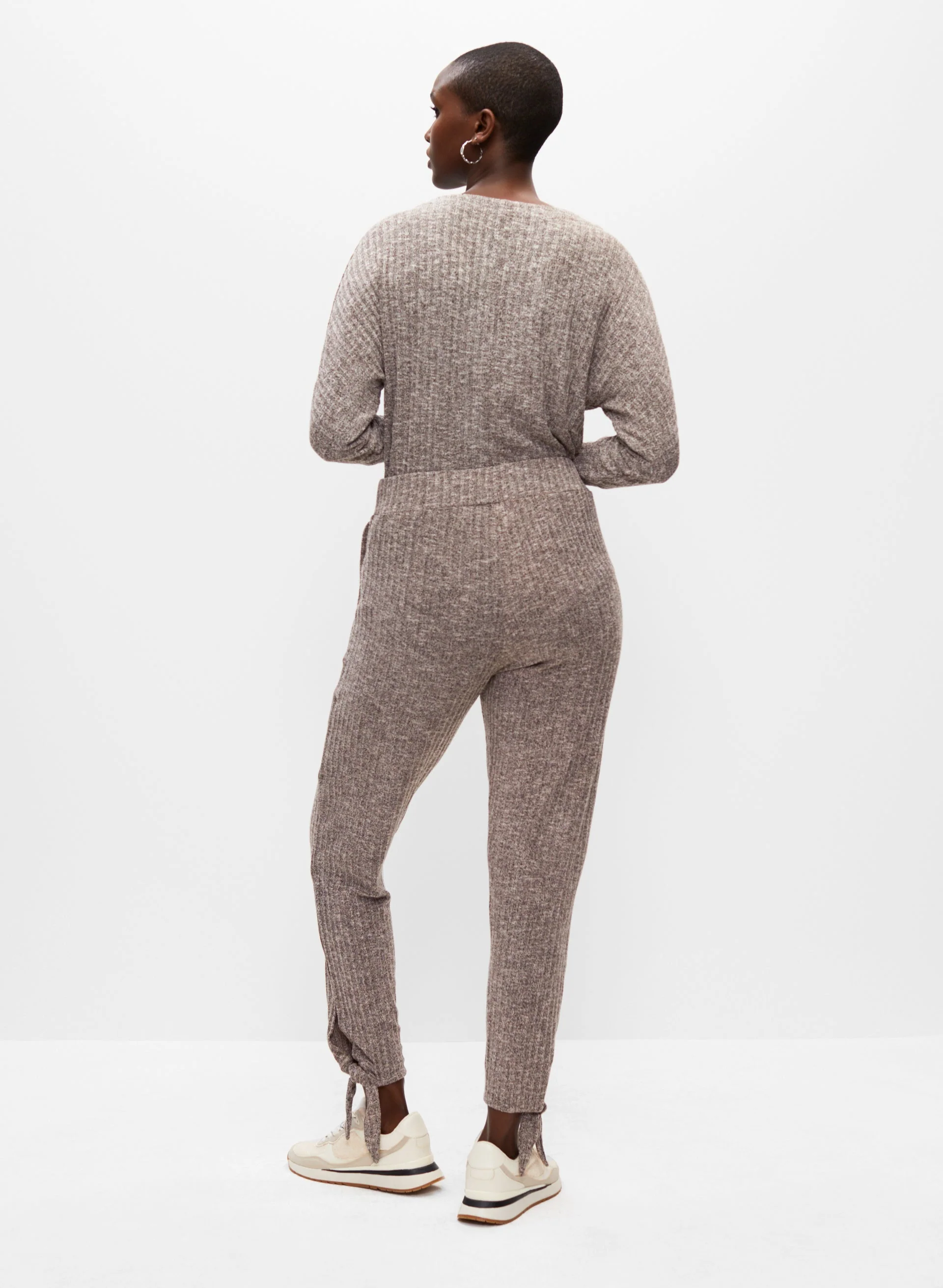 Asymmetrical Melange Knit Tunic - Image 4
