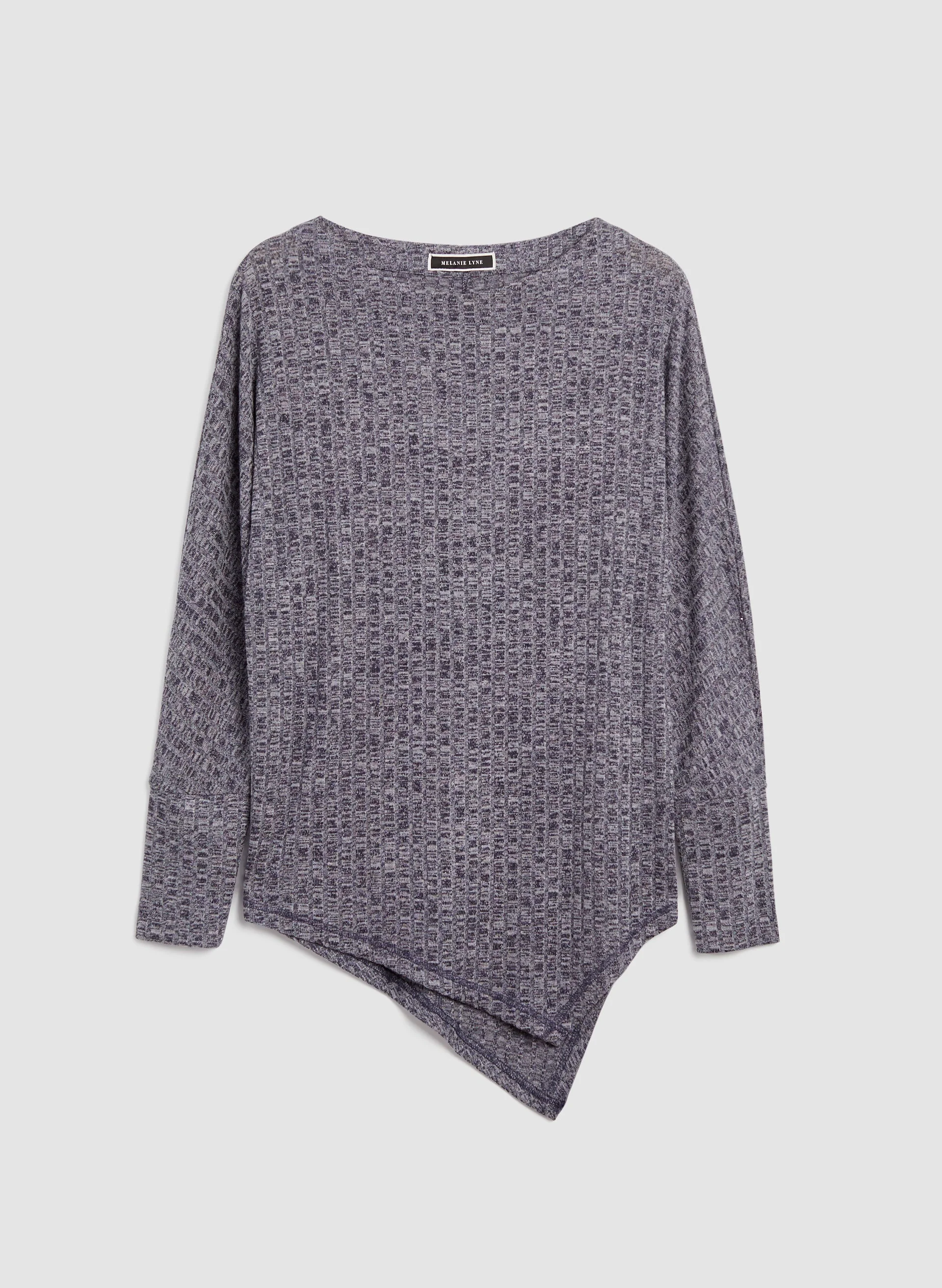 Asymmetrical Melange Knit Tunic - Image 5