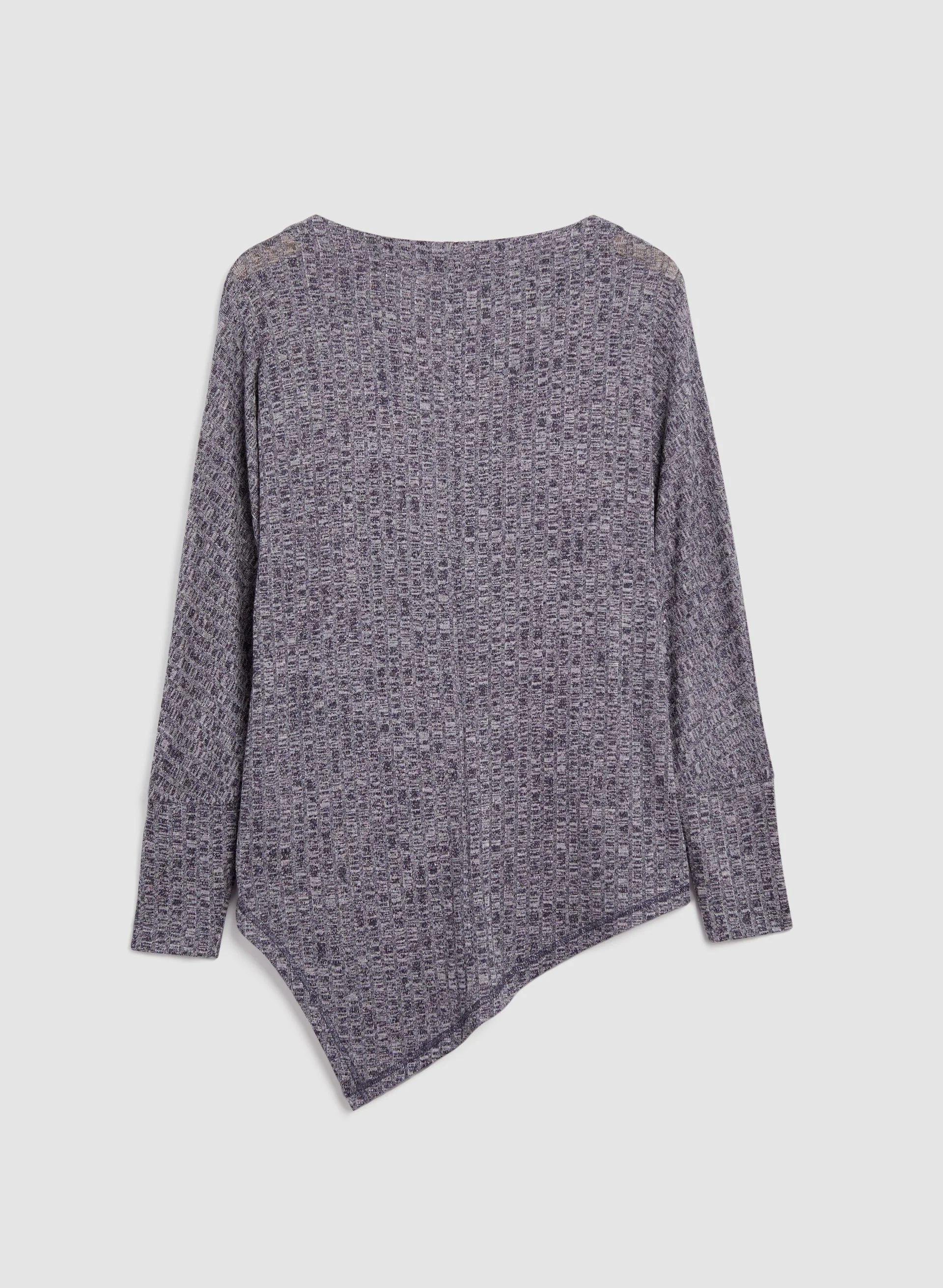 Asymmetrical Melange Knit Tunic - Image 7