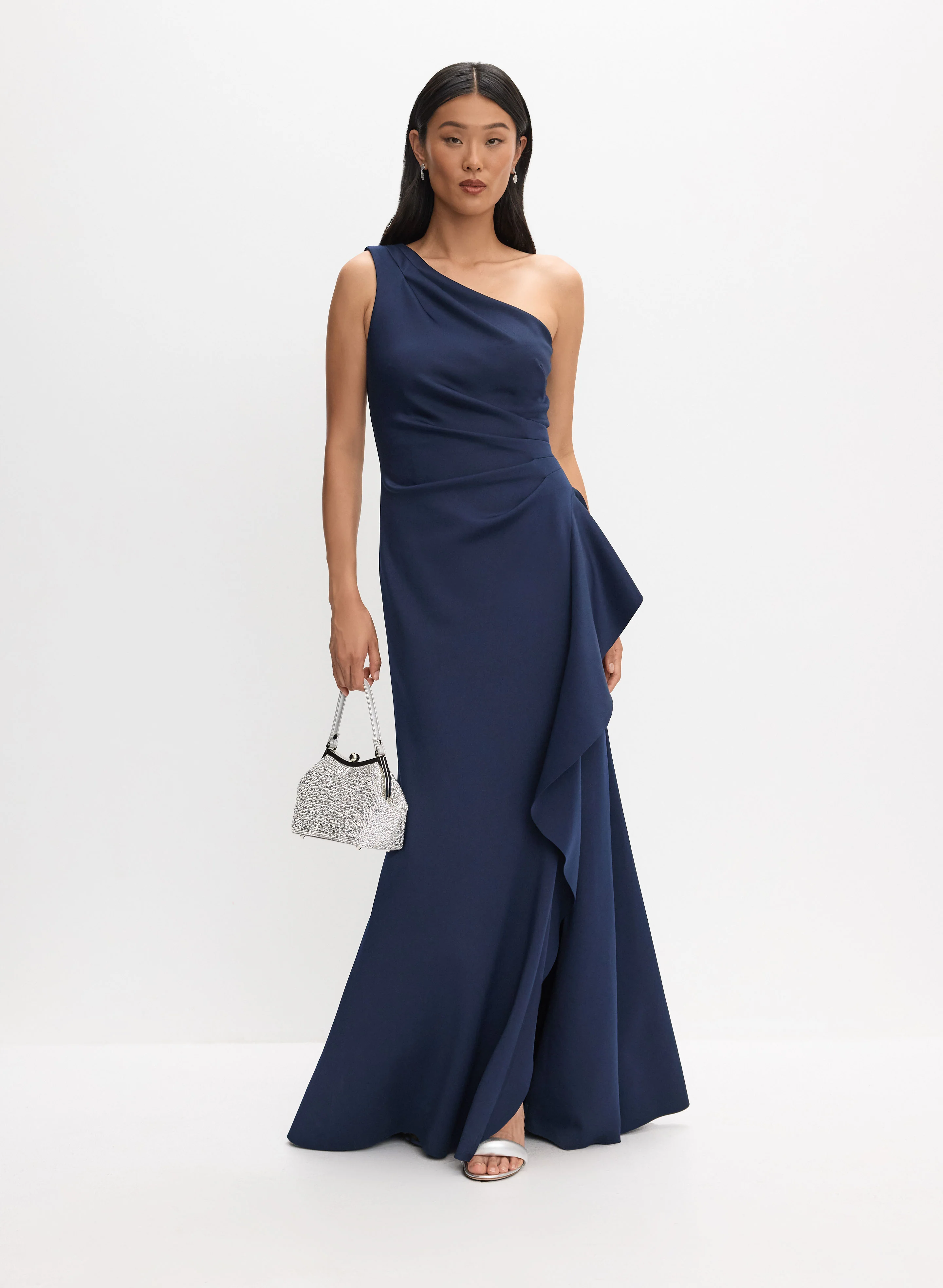 BA Nites - Asymmetric Waterfall Ruffle Dress
