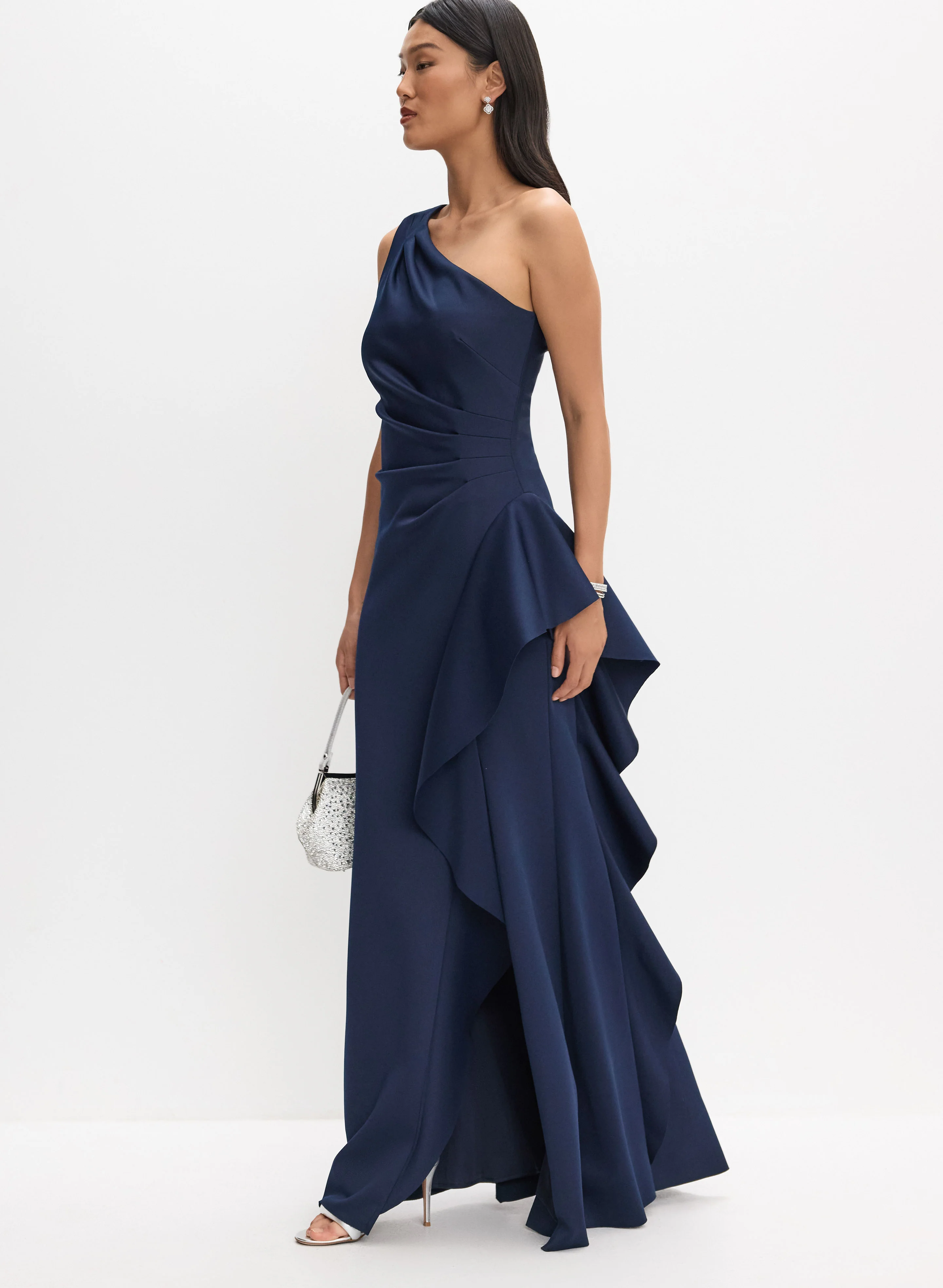BA Nites - Asymmetric Waterfall Ruffle Dress - Image 7
