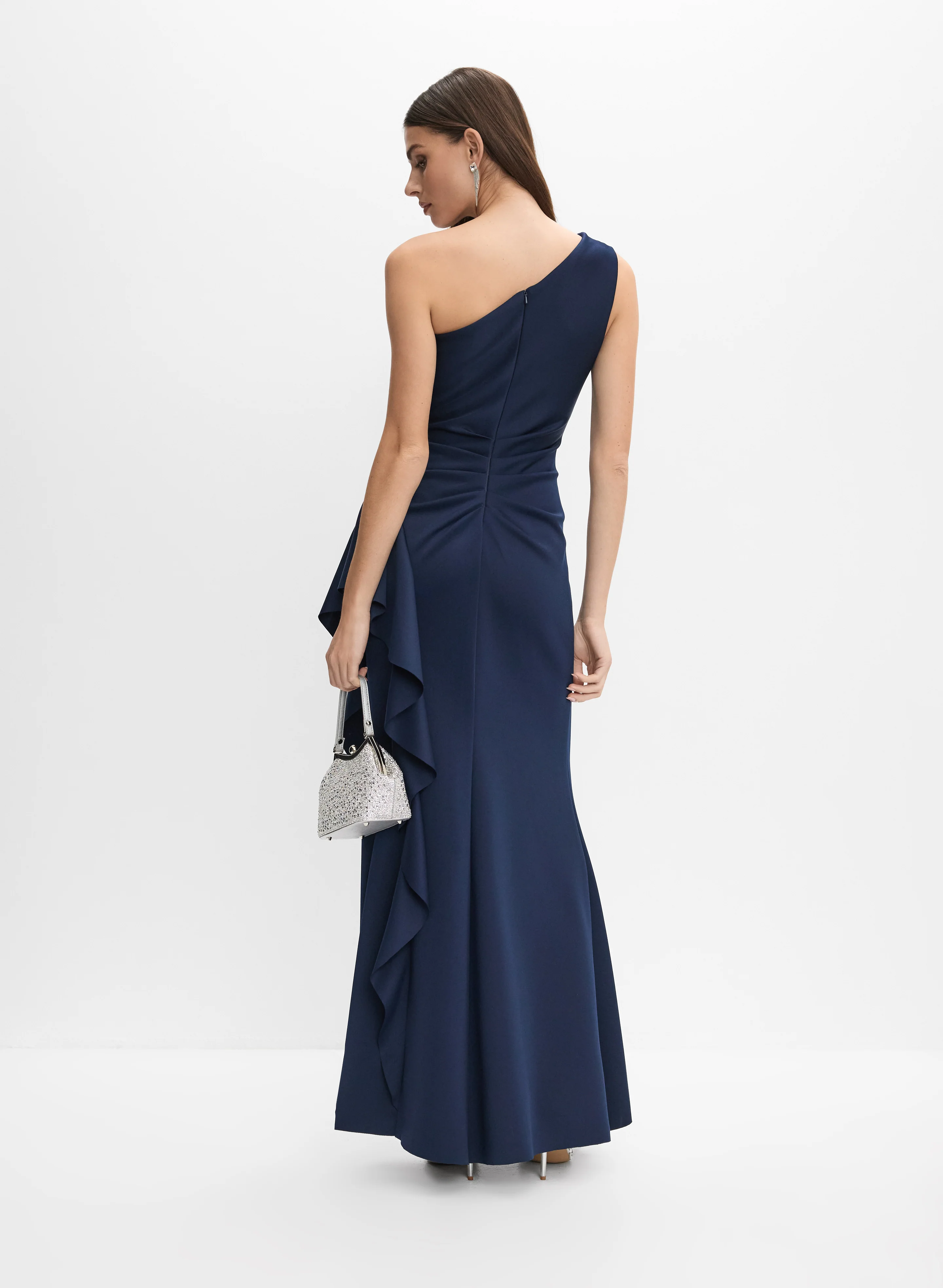 BA Nites - Asymmetric Waterfall Ruffle Dress - Image 4