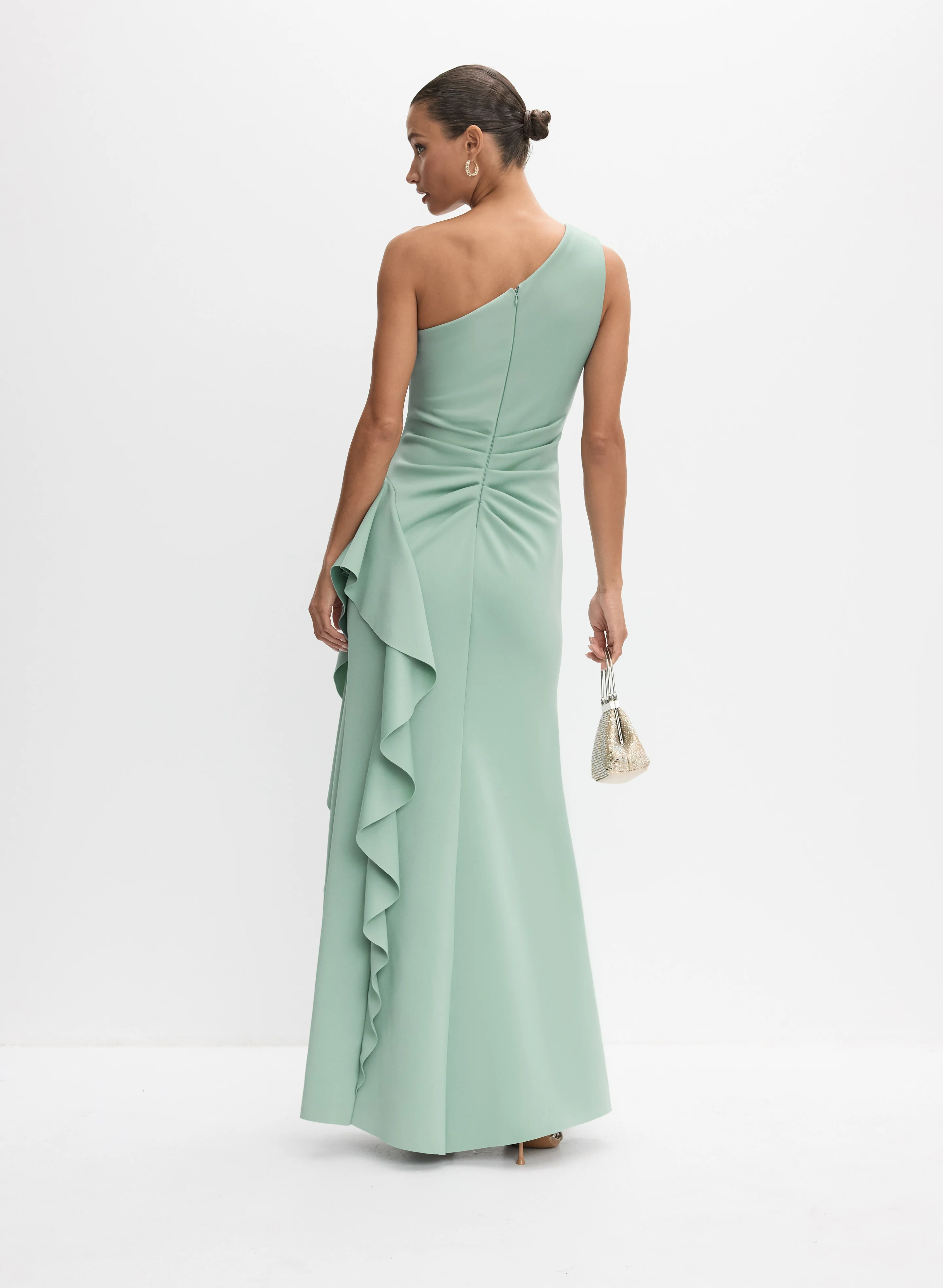 BA Nites - Asymmetric Waterfall Ruffle Dress - Image 4