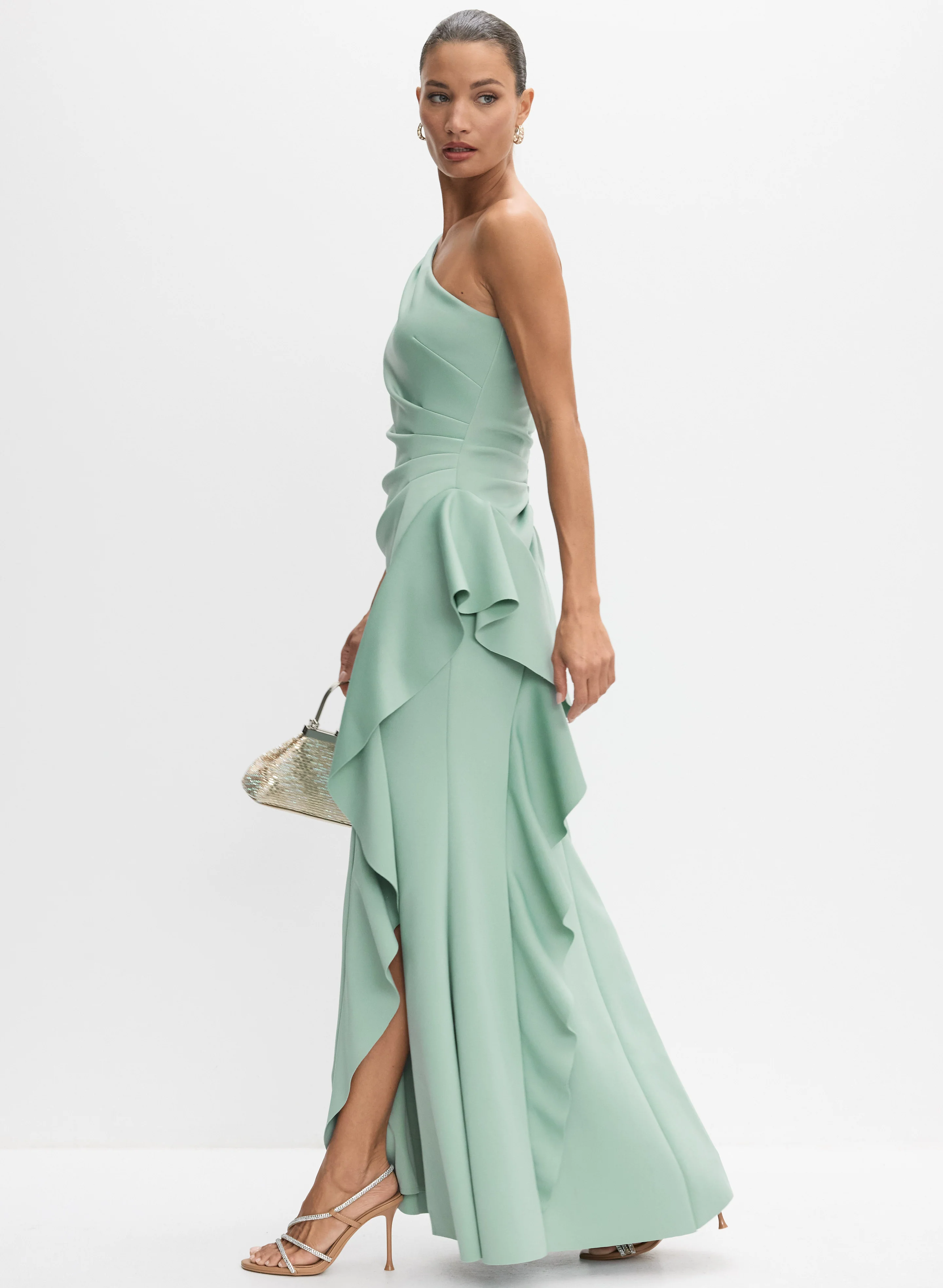 BA Nites - Asymmetric Waterfall Ruffle Dress - Image 8