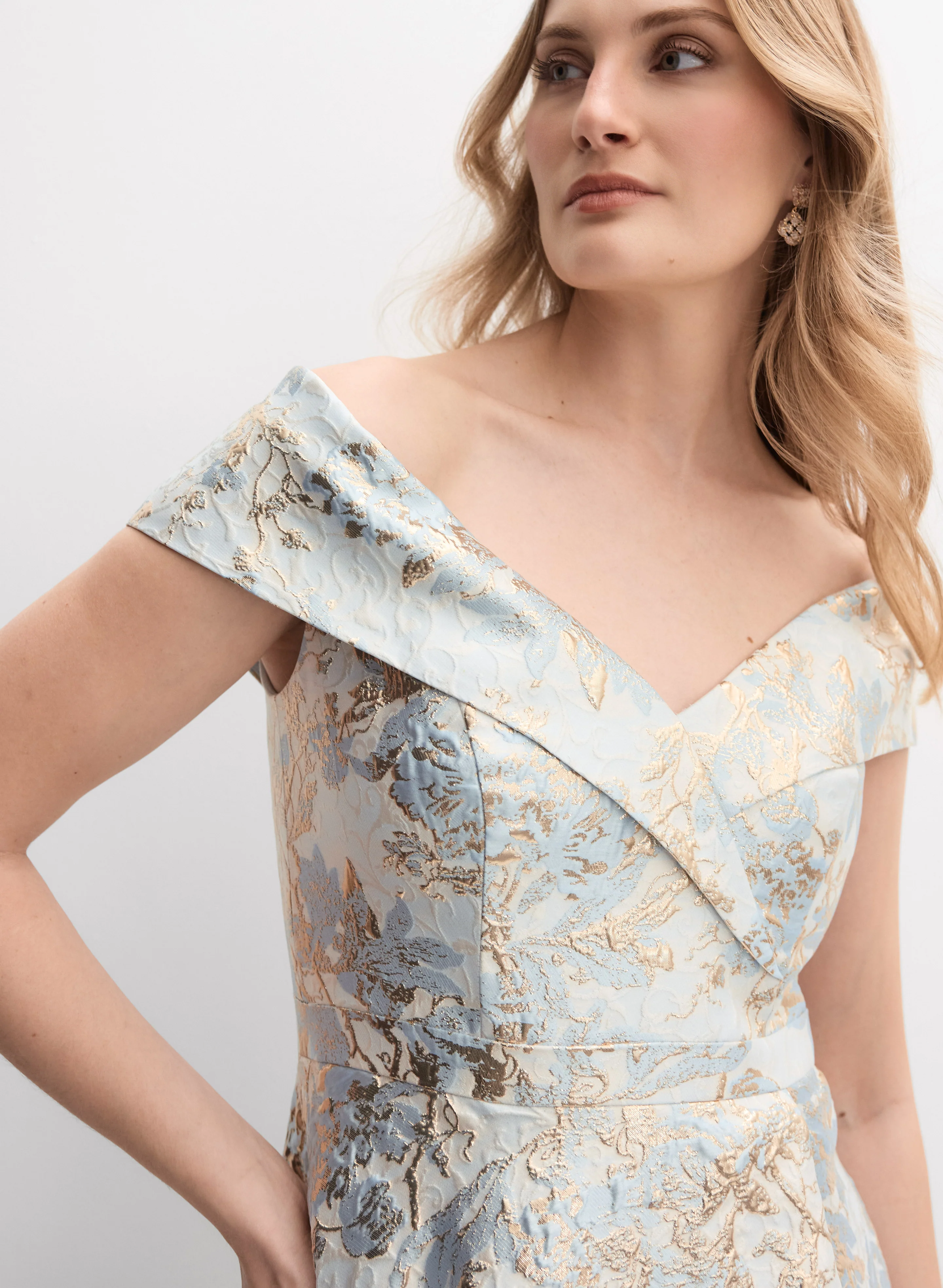 BA Nites - Floral Jacquard Brocade Gown - Image 2