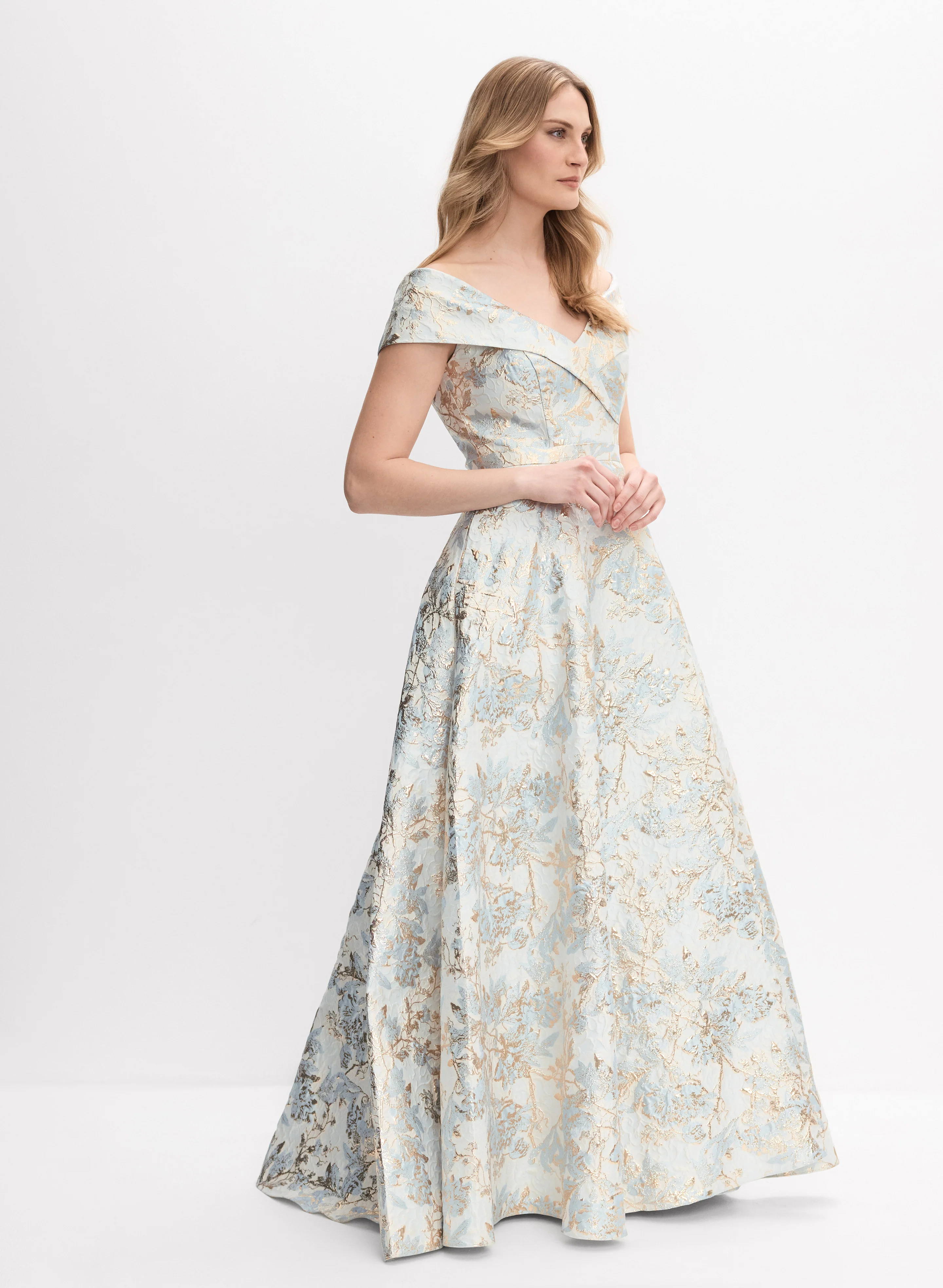 BA Nites - Floral Jacquard Brocade Gown - Image 3