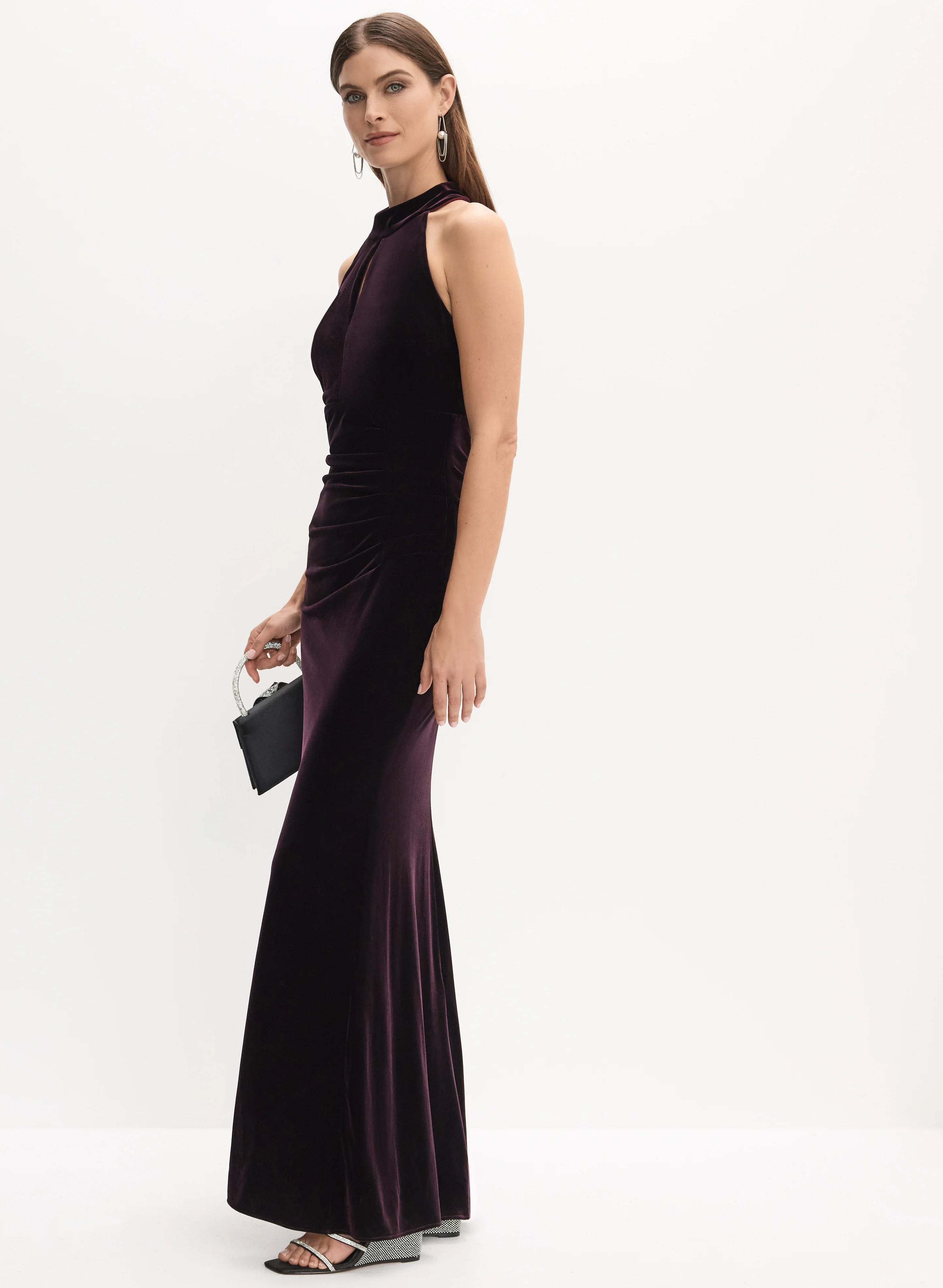 BA Nites - Velvet Keyhole Detail Dress - Image 2