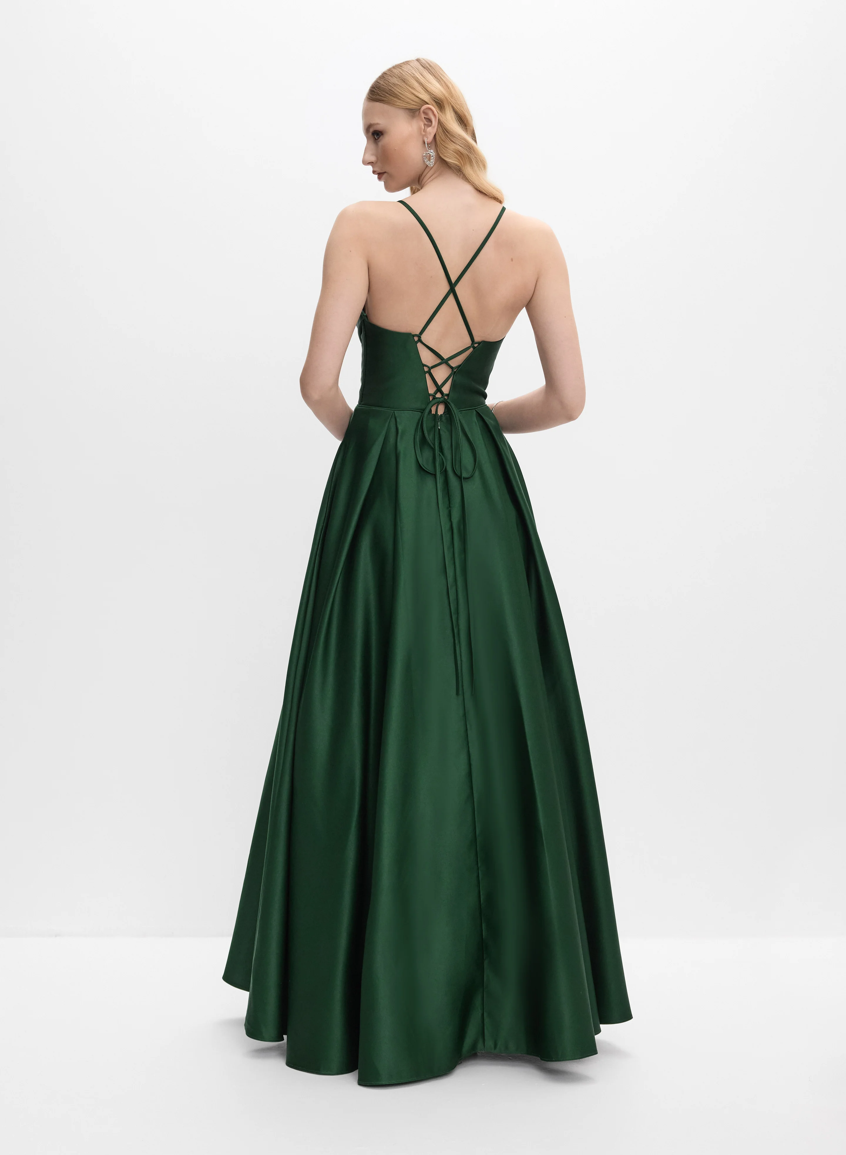 Beaded Corset Satin Gown - Image 5