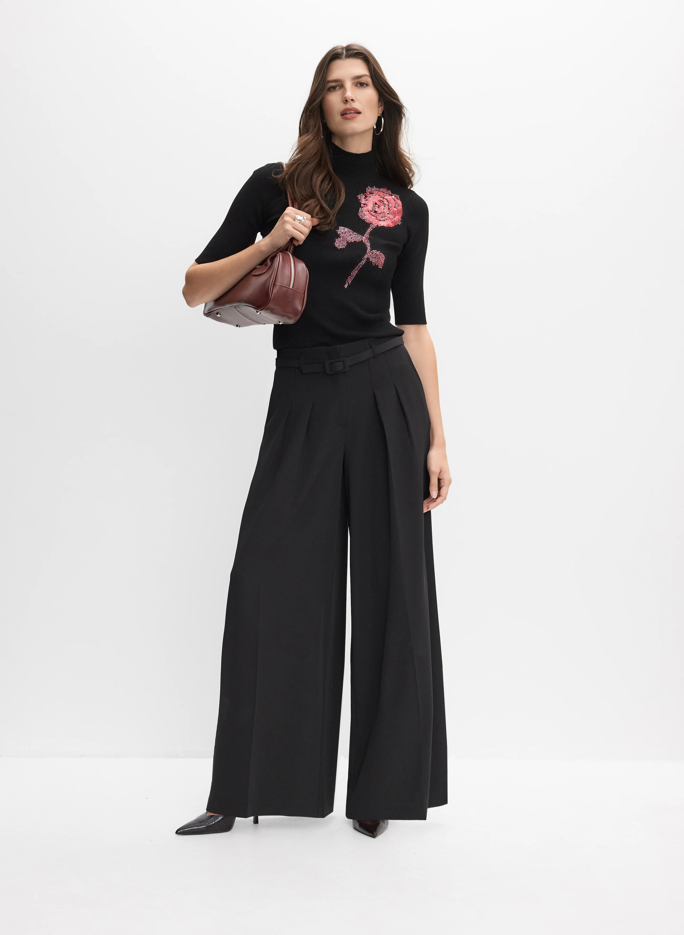 Beaded Floral Motif Sweater - Image 3