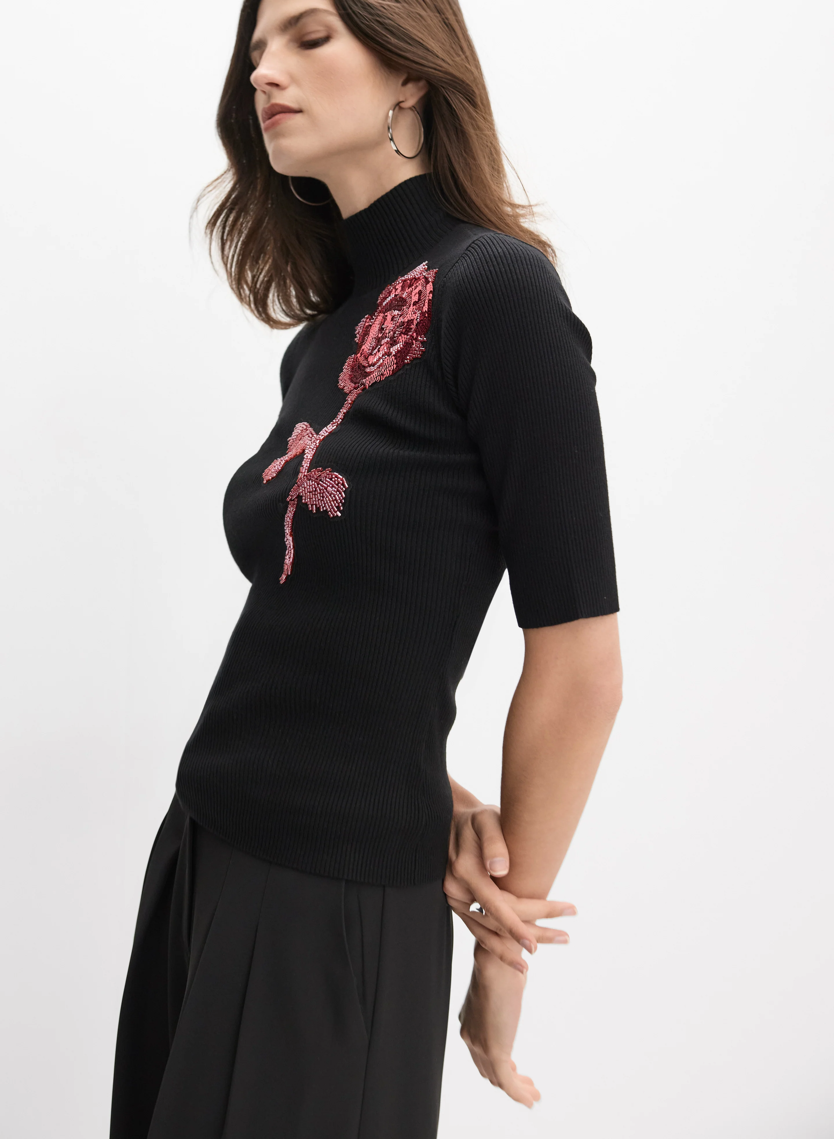 Beaded Floral Motif Sweater - Image 5