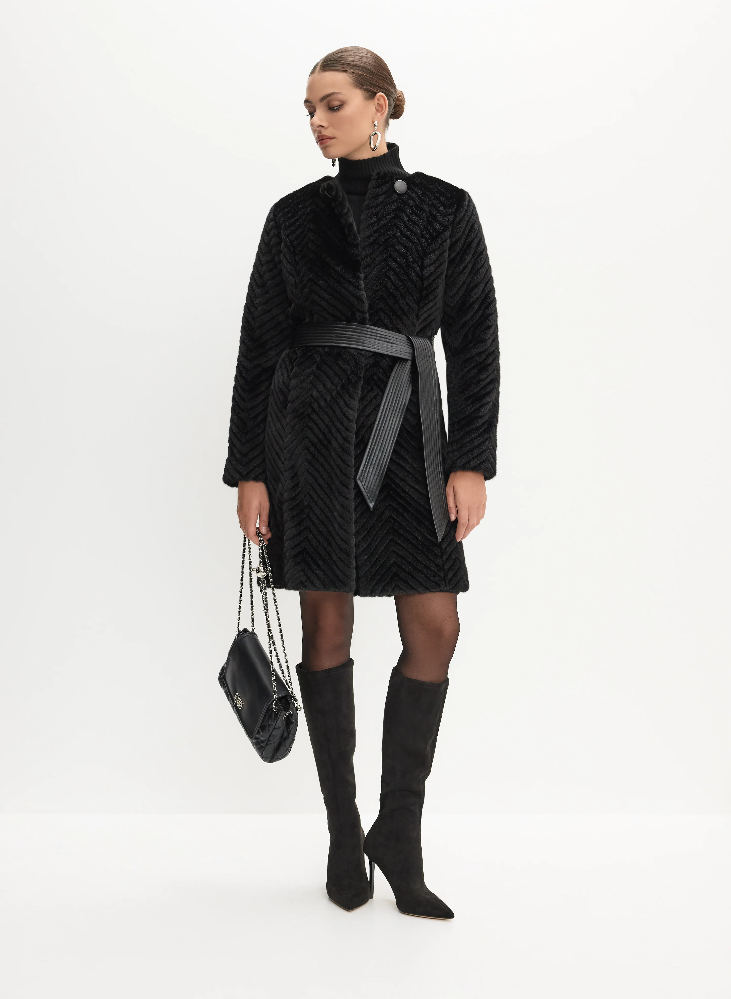 Belted Faux Fur Coat - Image 2
