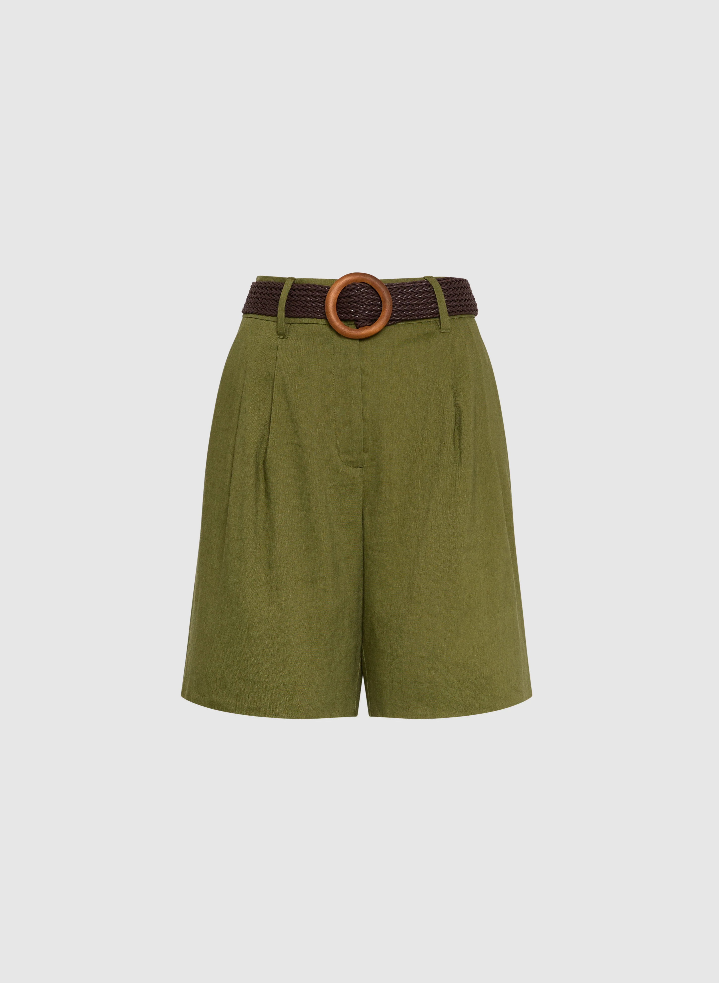 Belted Linen-Blend Shorts - Image 6