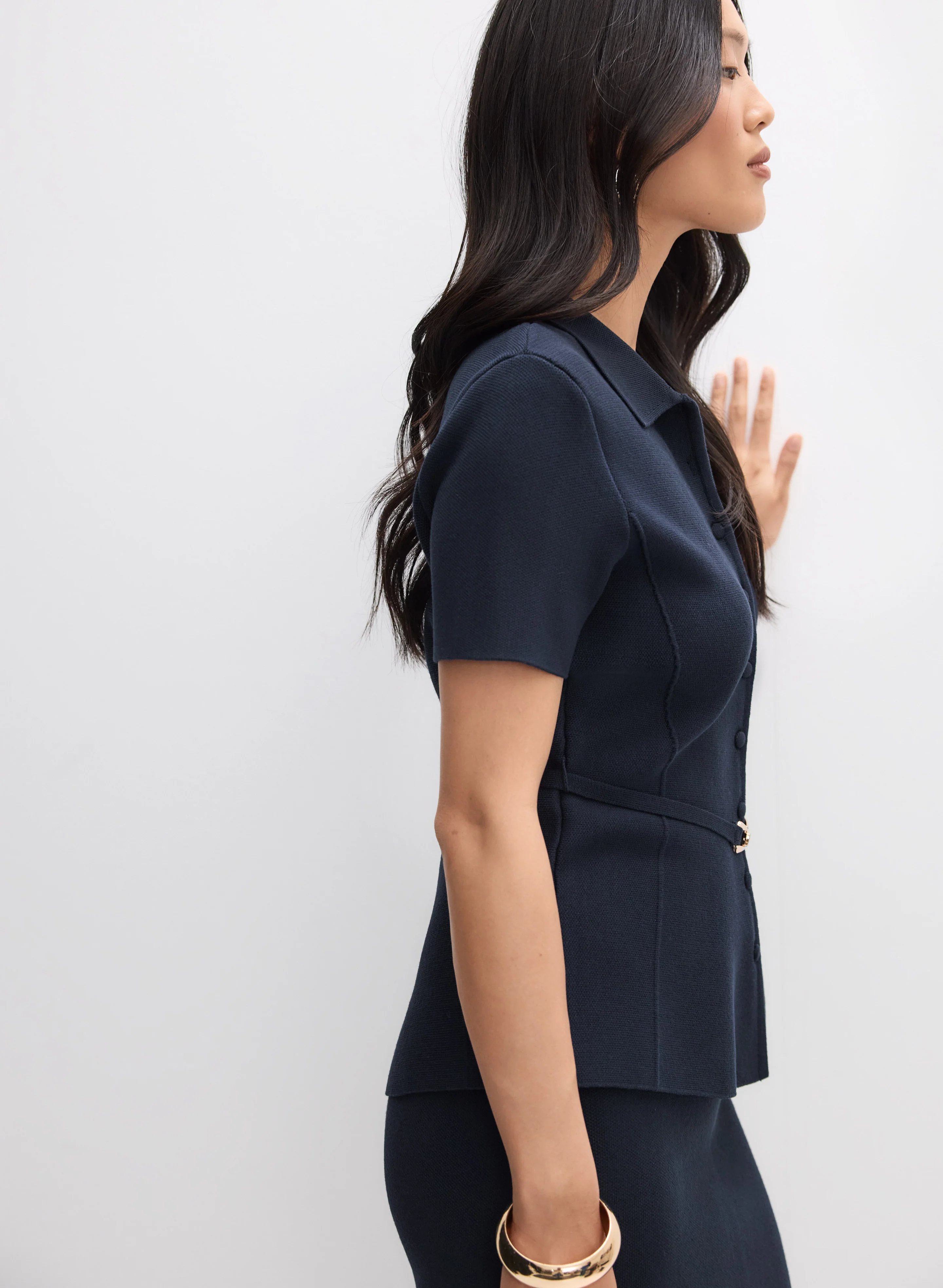 Belted Polo Cardigan - Image 5