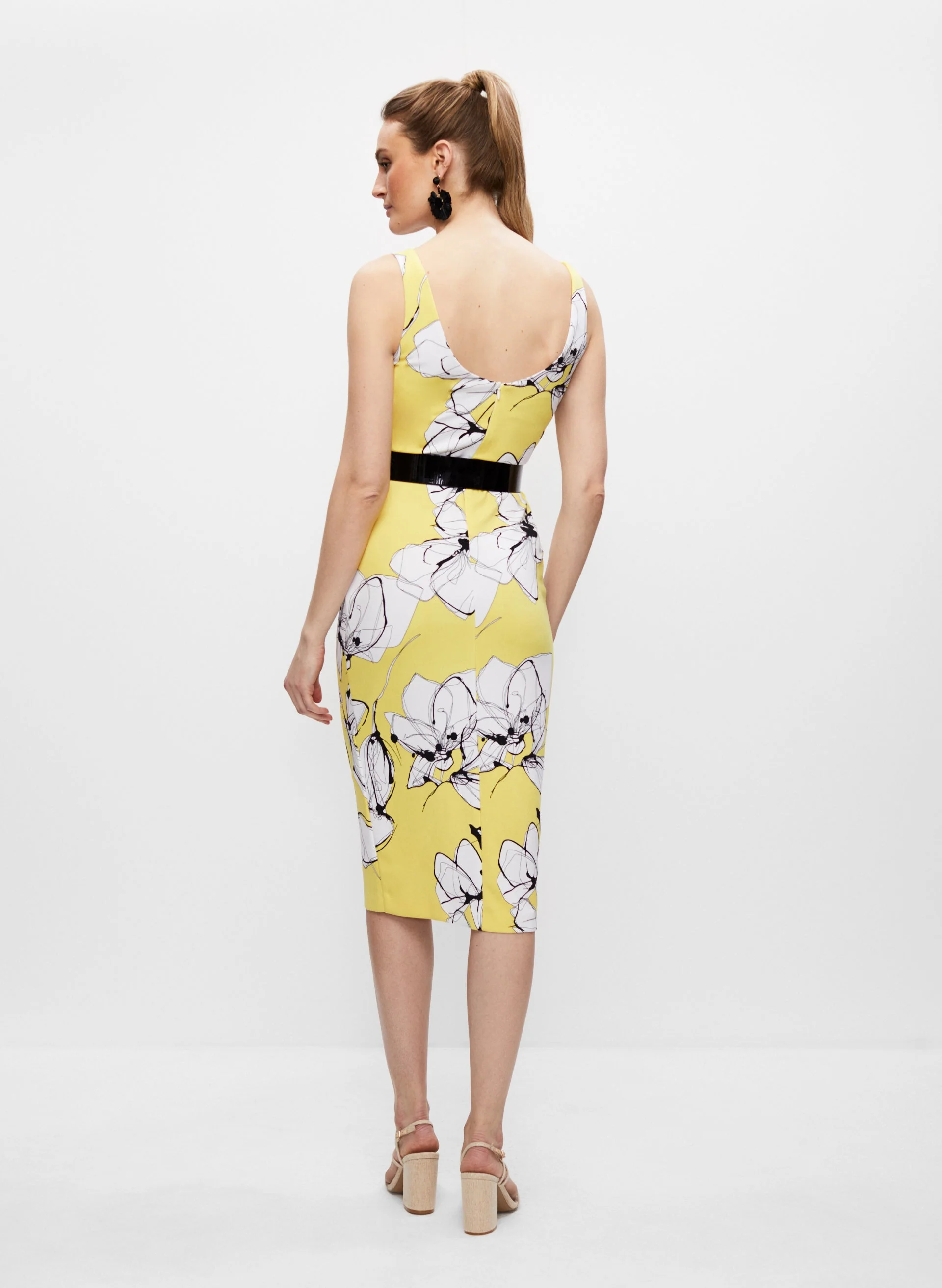 Belted Sleeveless Floral Dress - Image 4