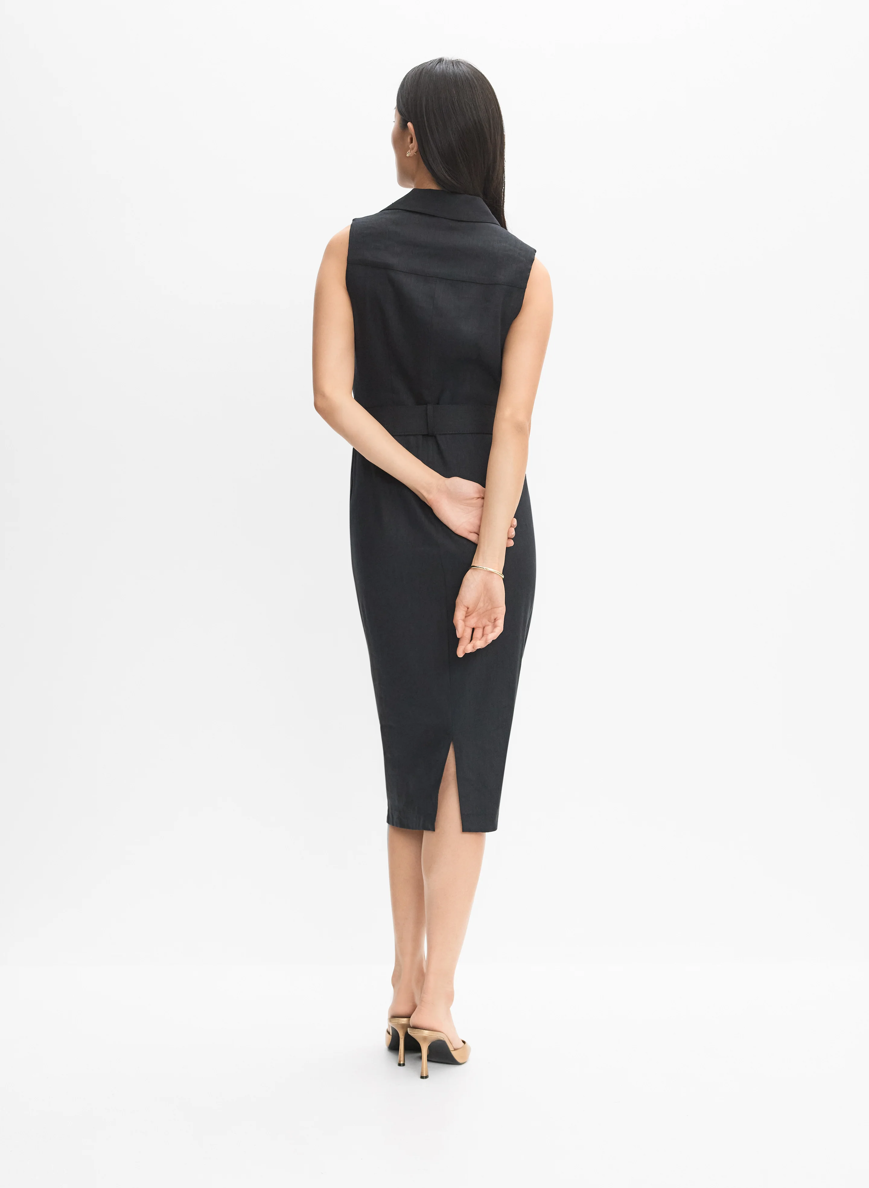 Belted Stretch-Linen Dress - Image 4