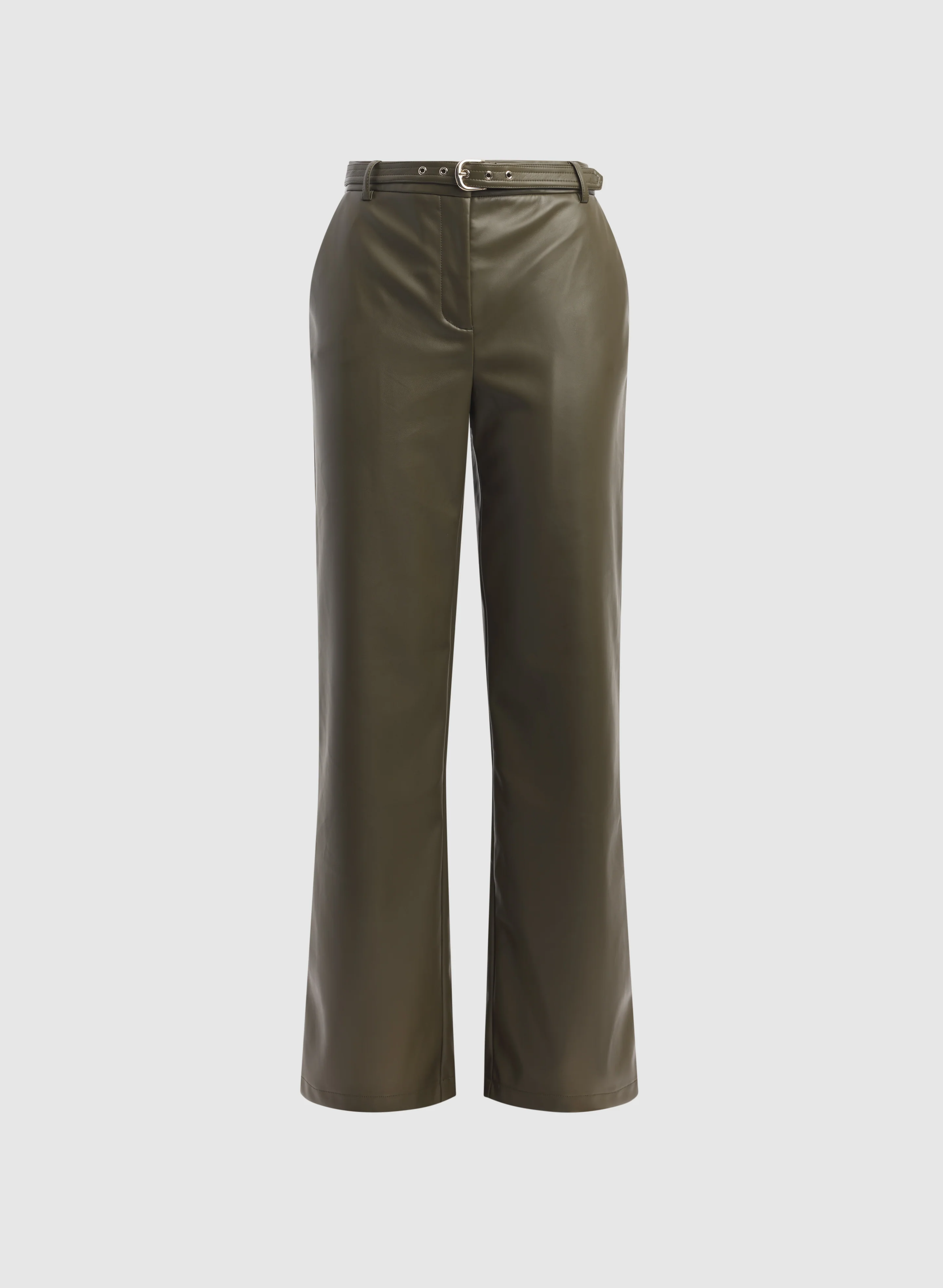 Belted Vegan Leather Trousers - Image 7