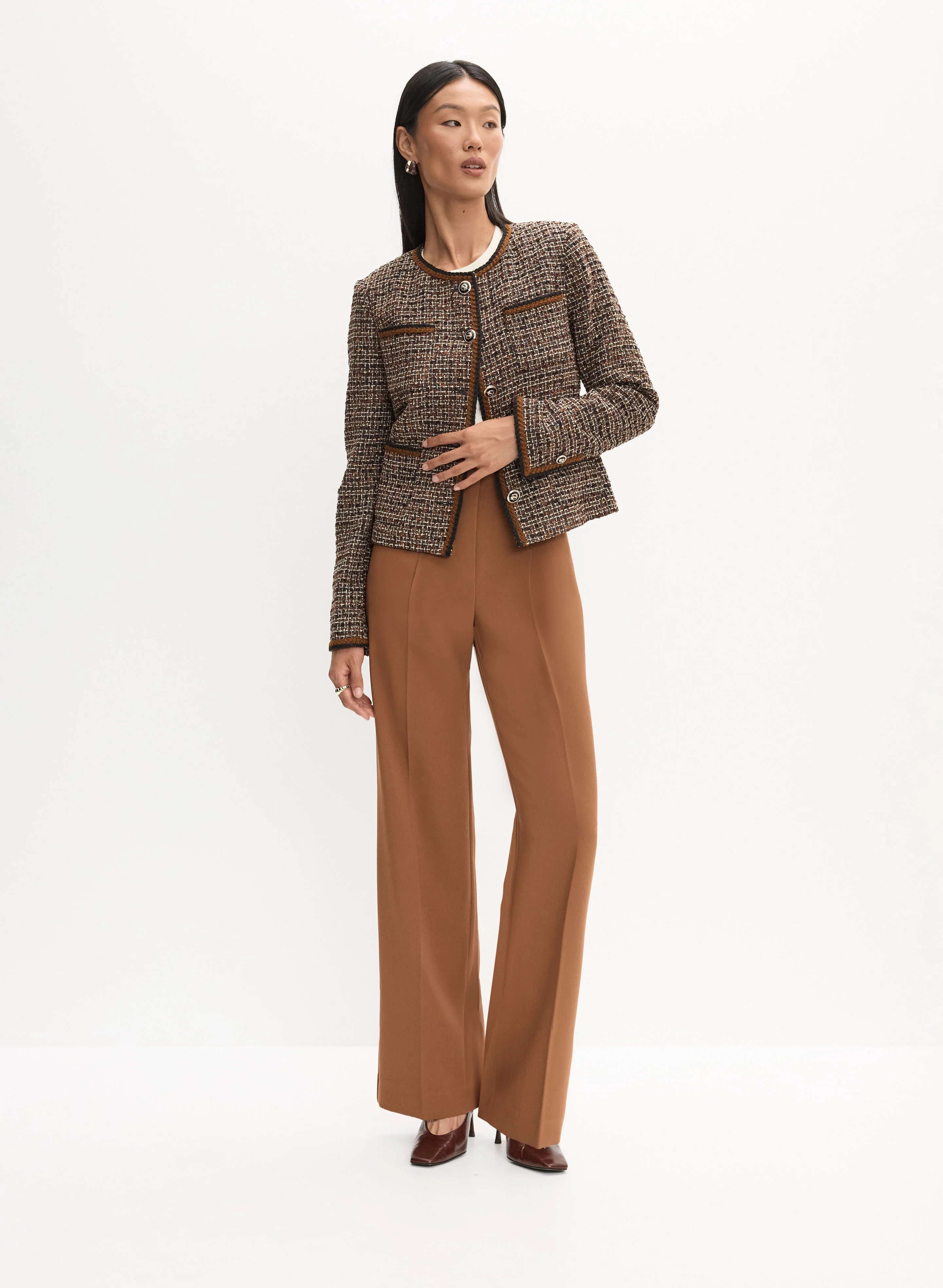 Bouclé Cardigan & Wide Leg Pants