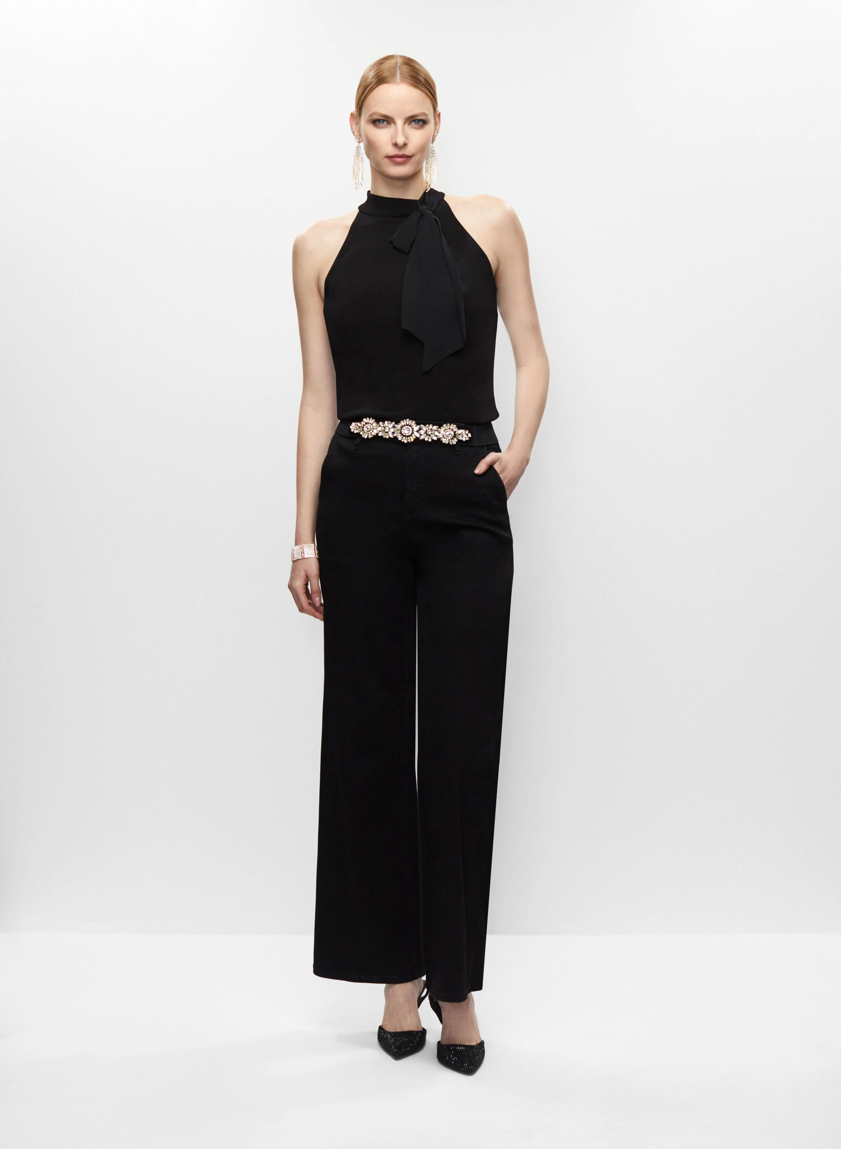 Bow Detail Top & Flare Jeans - Image 2