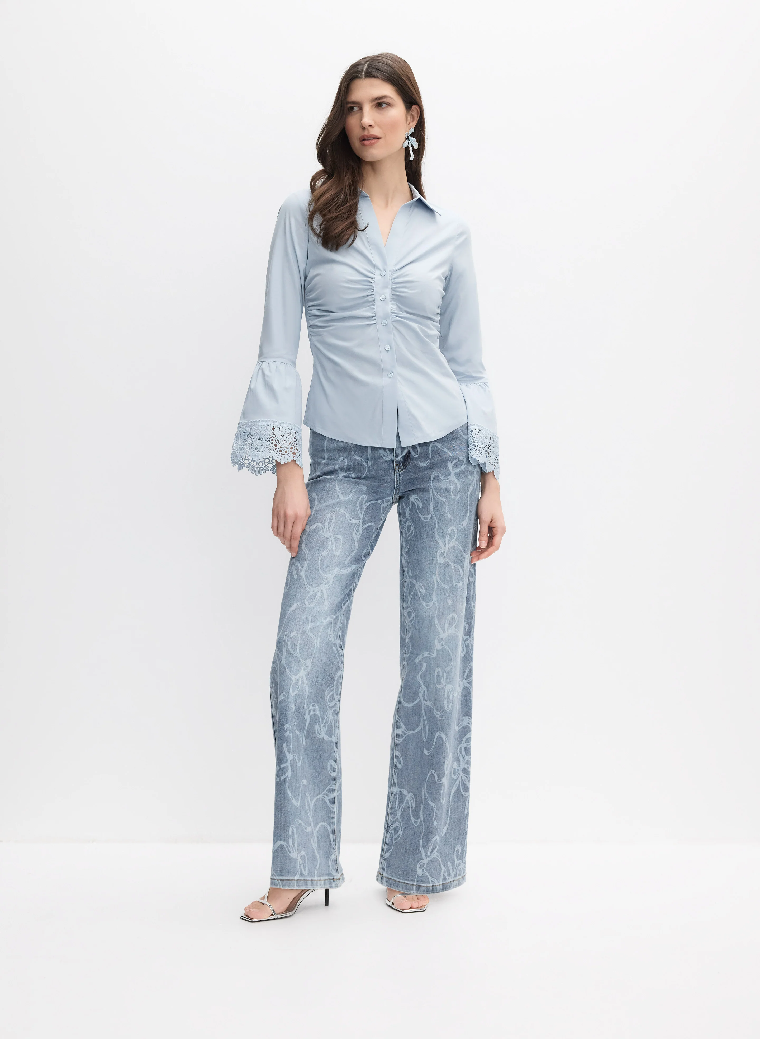 Bow Print Wide-Leg Jeans - Image 4