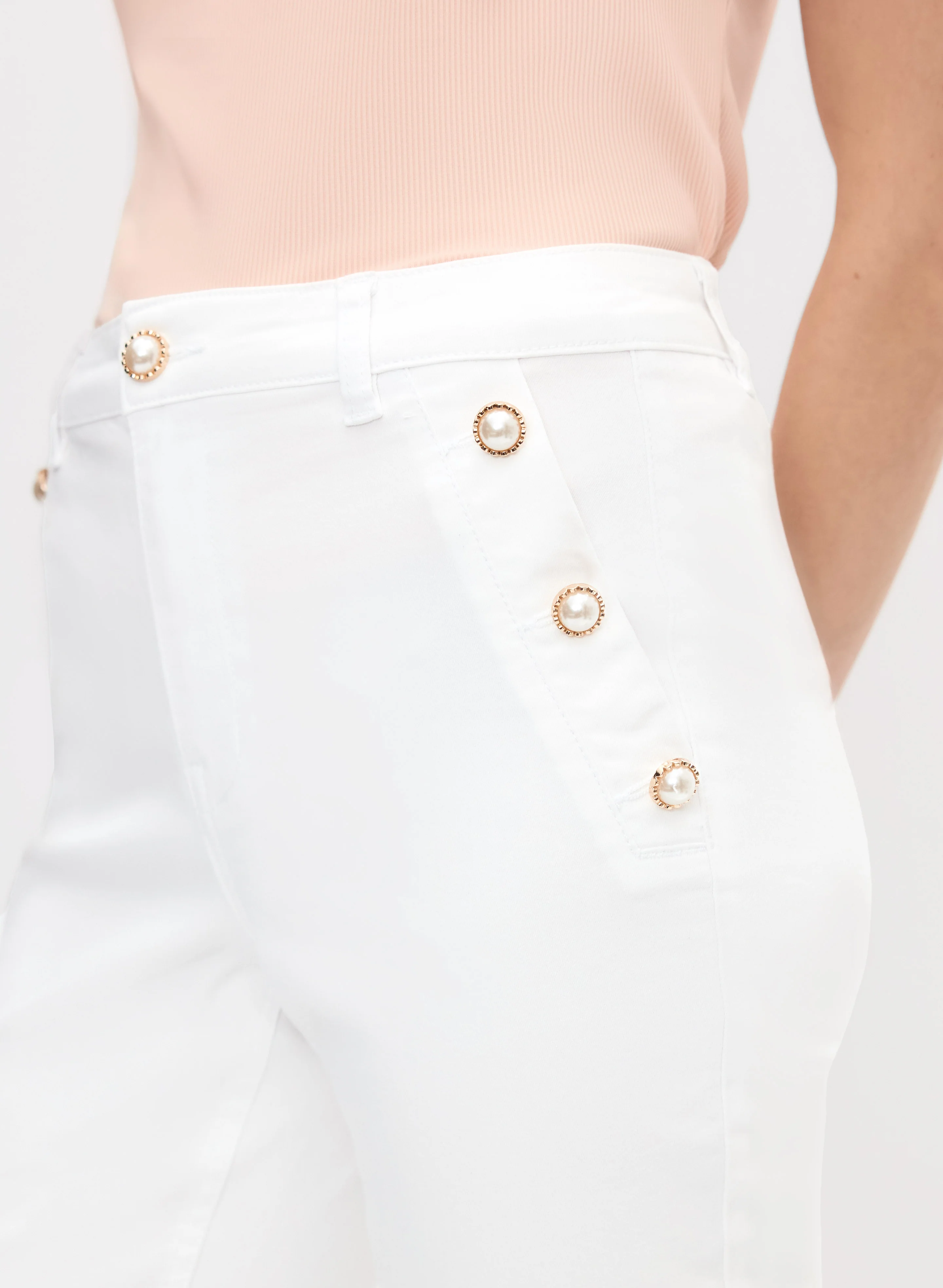 Button Detail Straight-Leg Capris - Image 5
