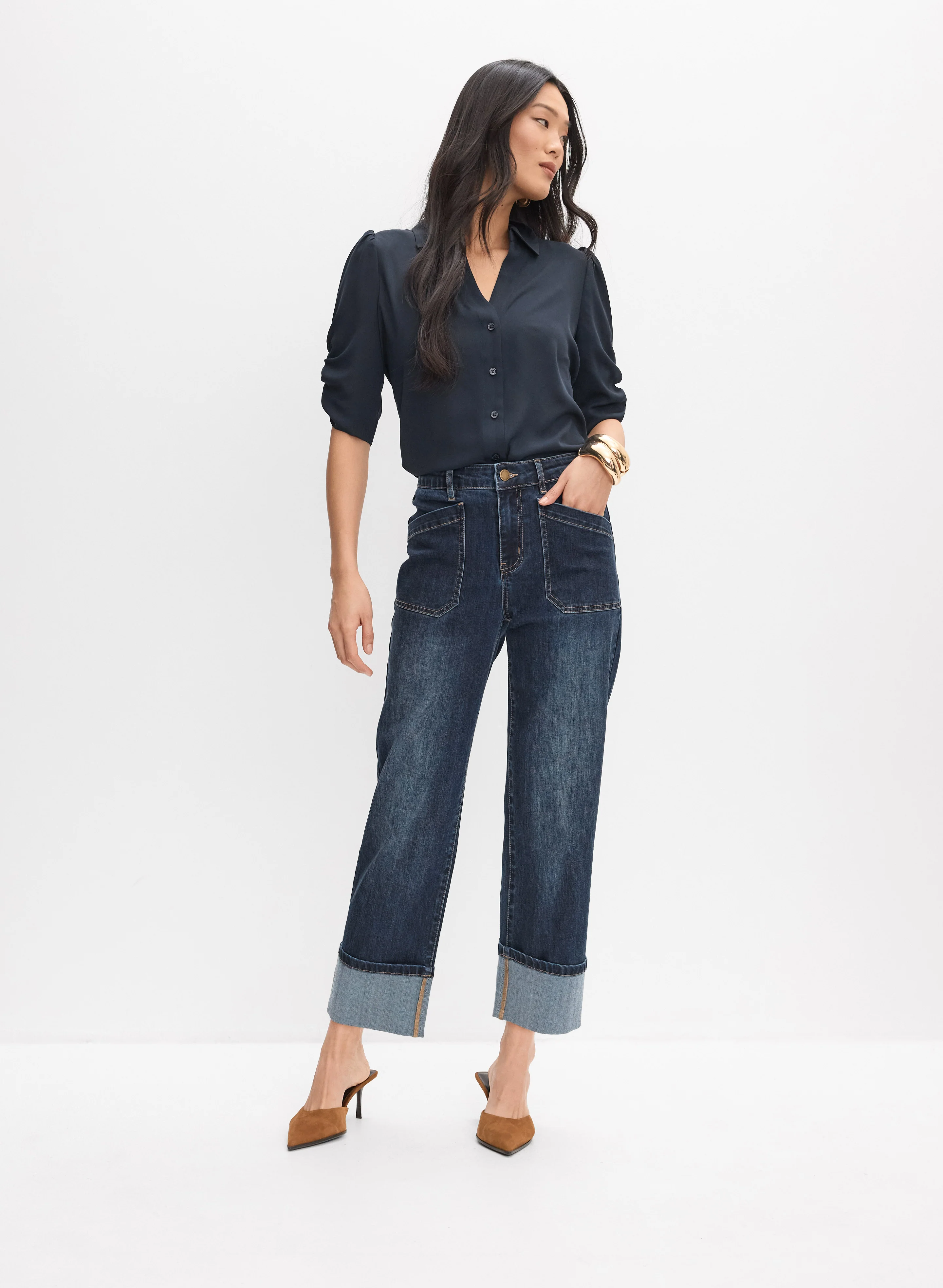 Button-Down Crepe Blouse - Image 3