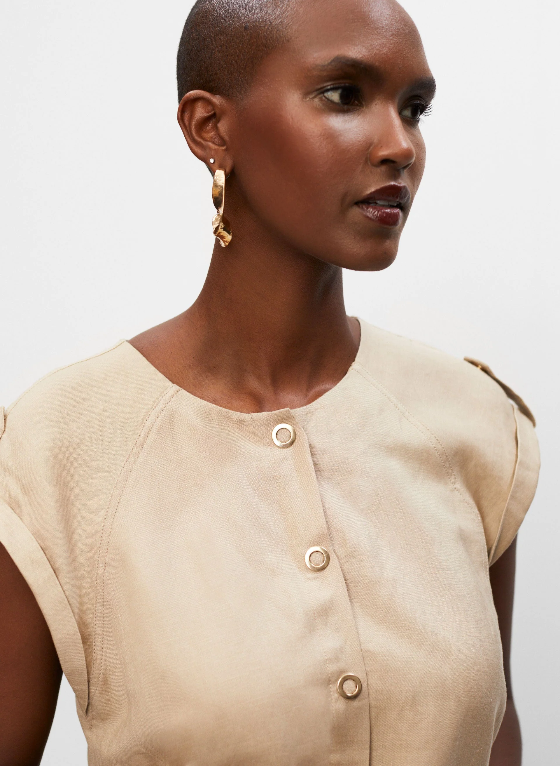 Button Front Linen Dress - Image 2