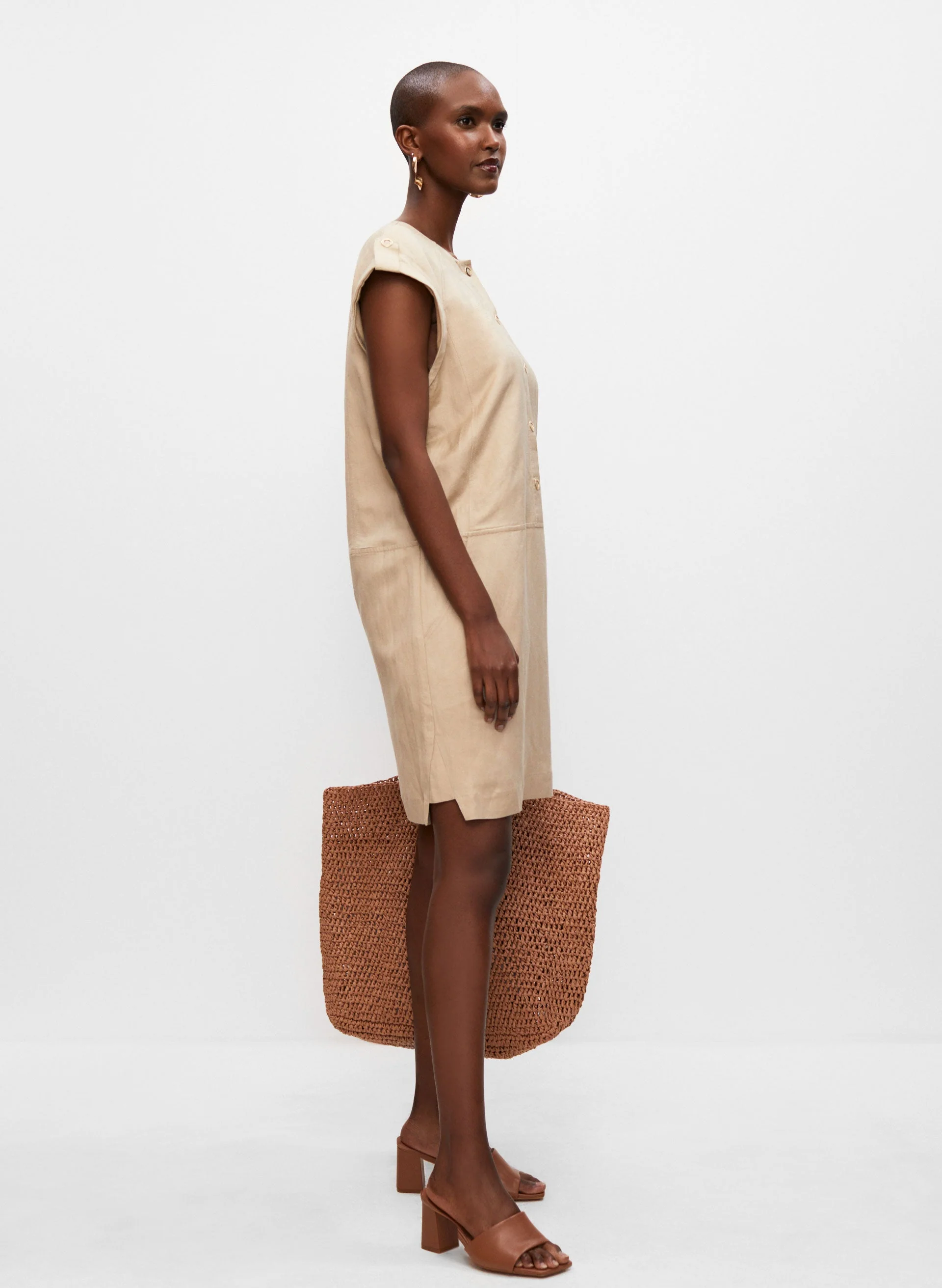 Button Front Linen Dress - Image 3