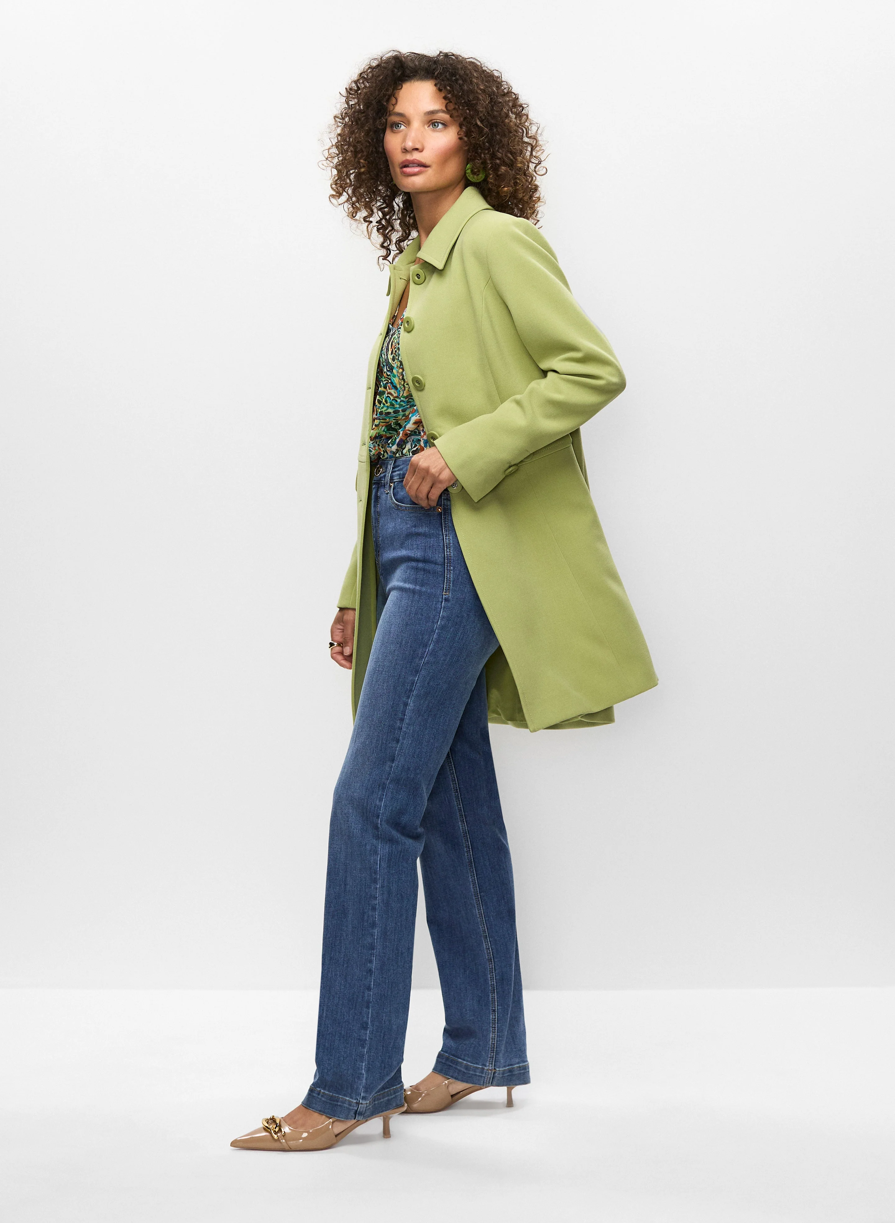 Button Front Tricotine Trench Coat - Image 2