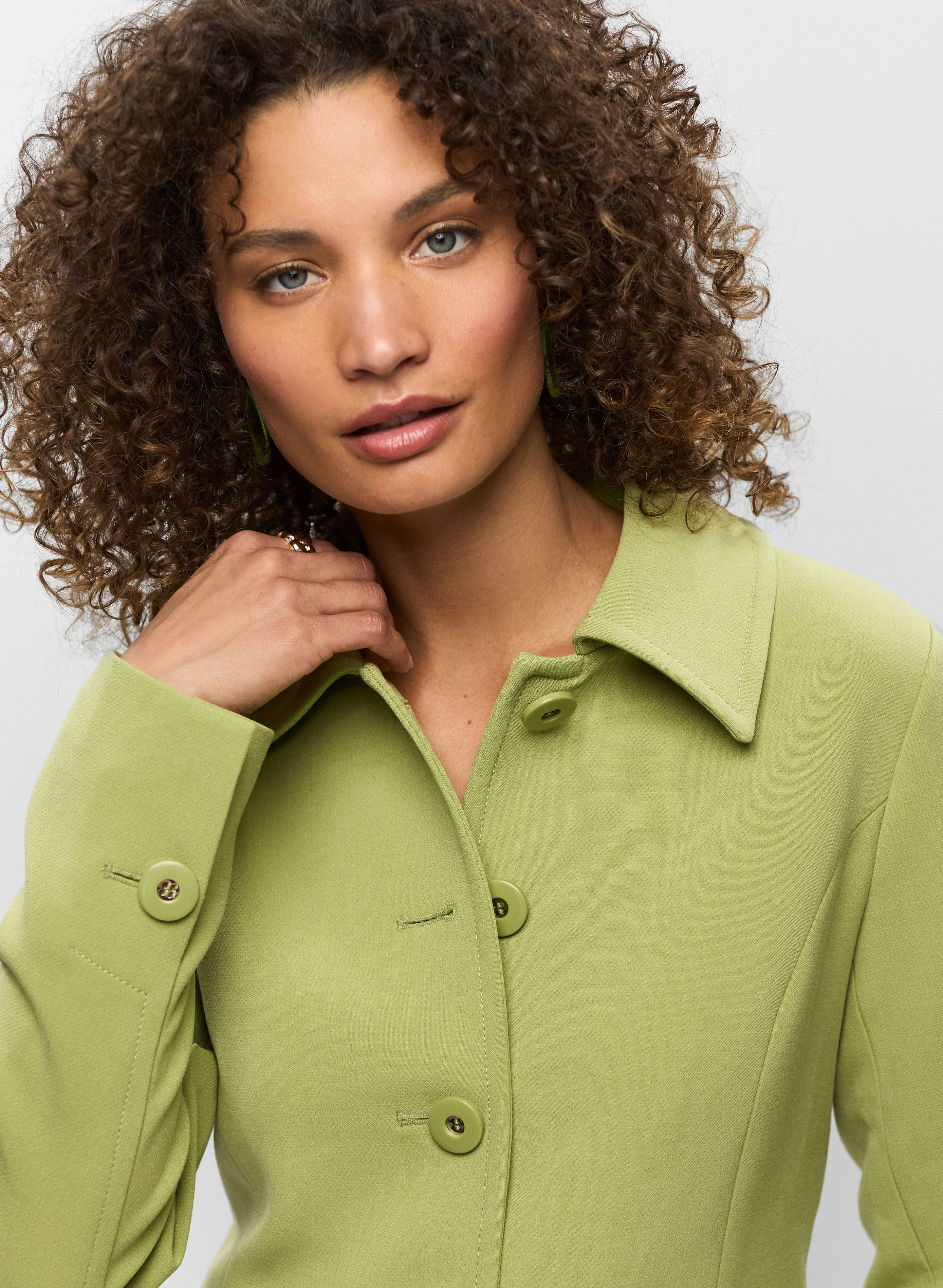 Button Front Tricotine Trench Coat - Image 5