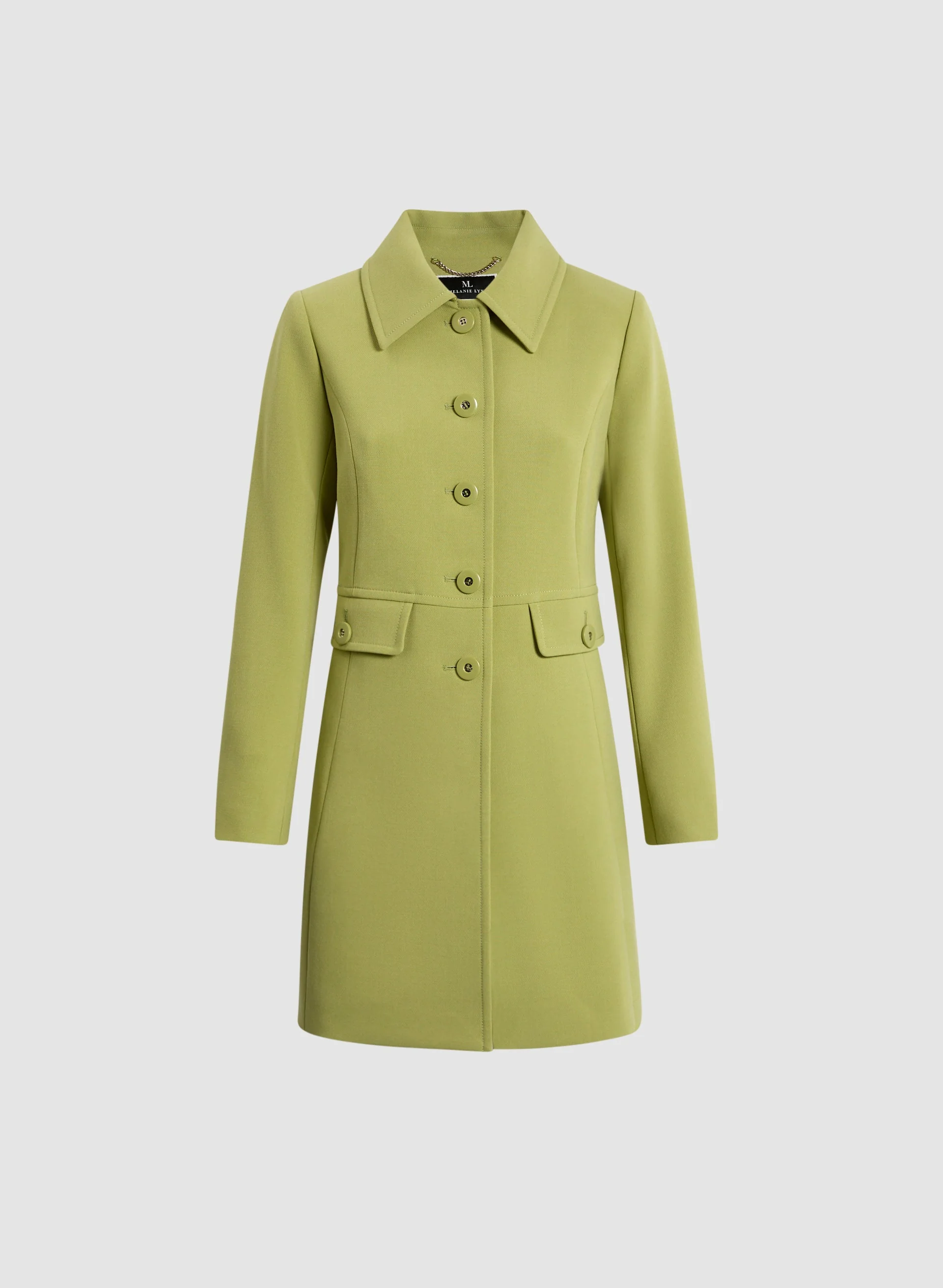 Button Front Tricotine Trench Coat - Image 6