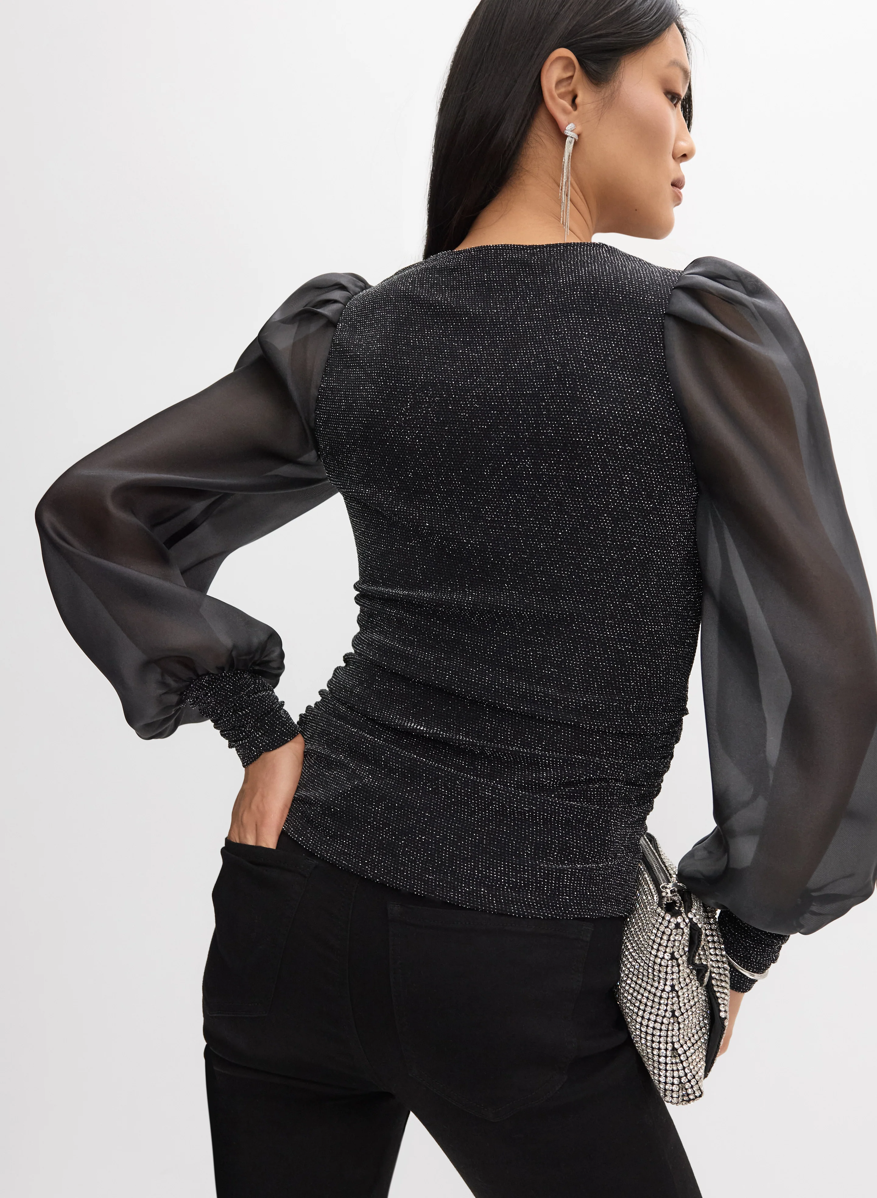 Chiffon Balloon Sleeve Tunic - Image 4
