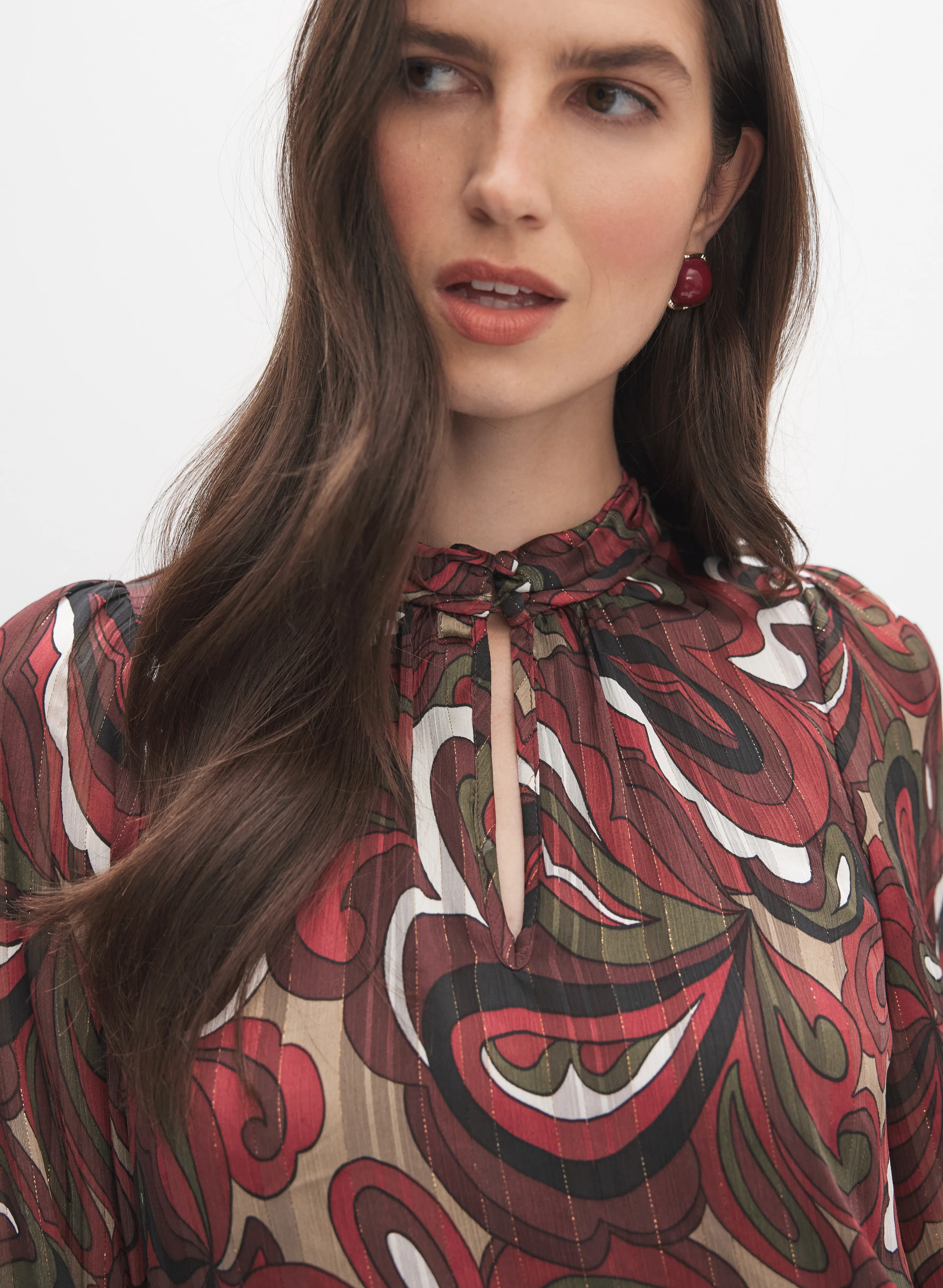 Chiffon Metallic Stripe Blouse - Image 2