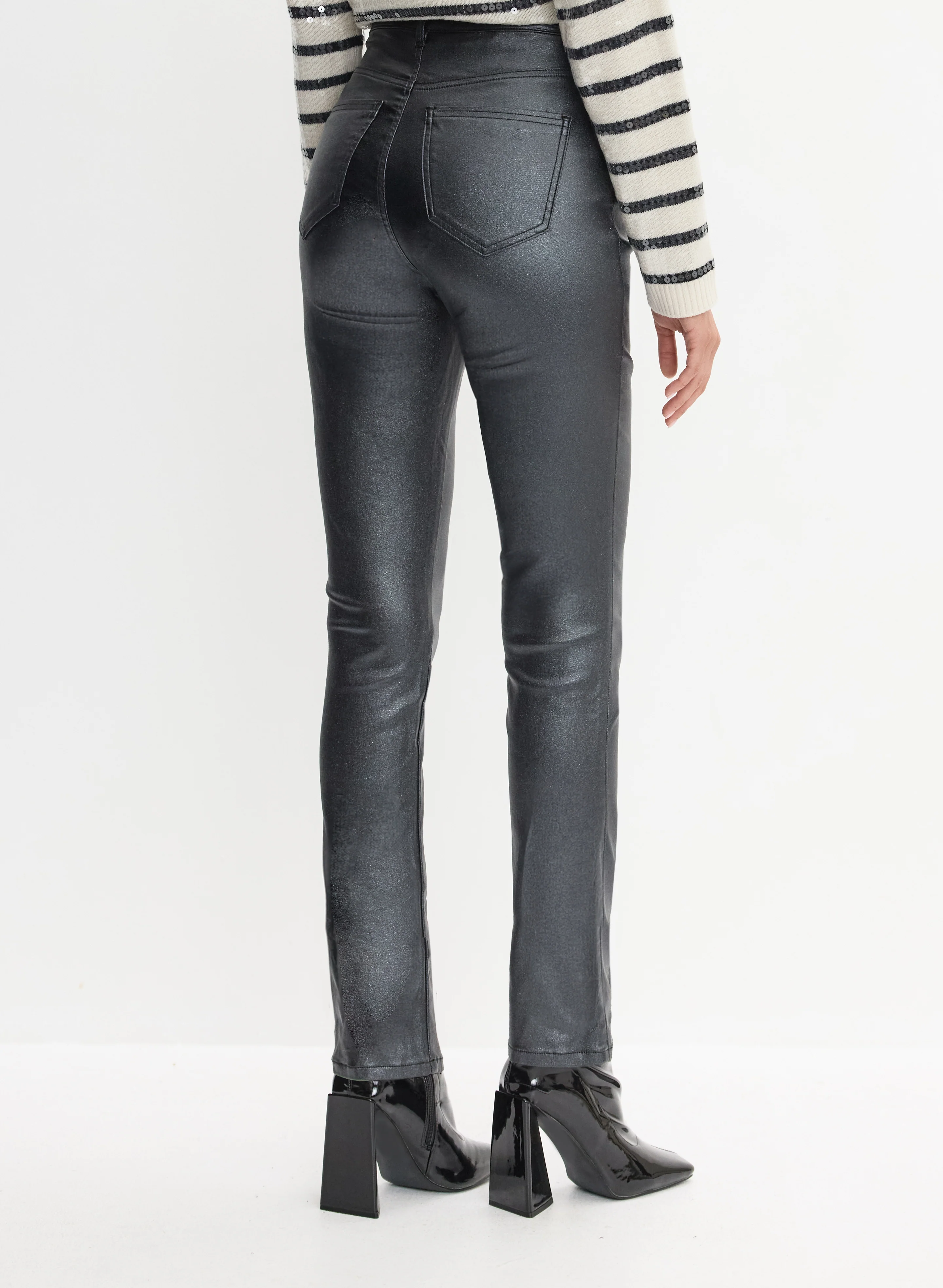 Coated Metallic Slim-Leg Jeans - Image 2