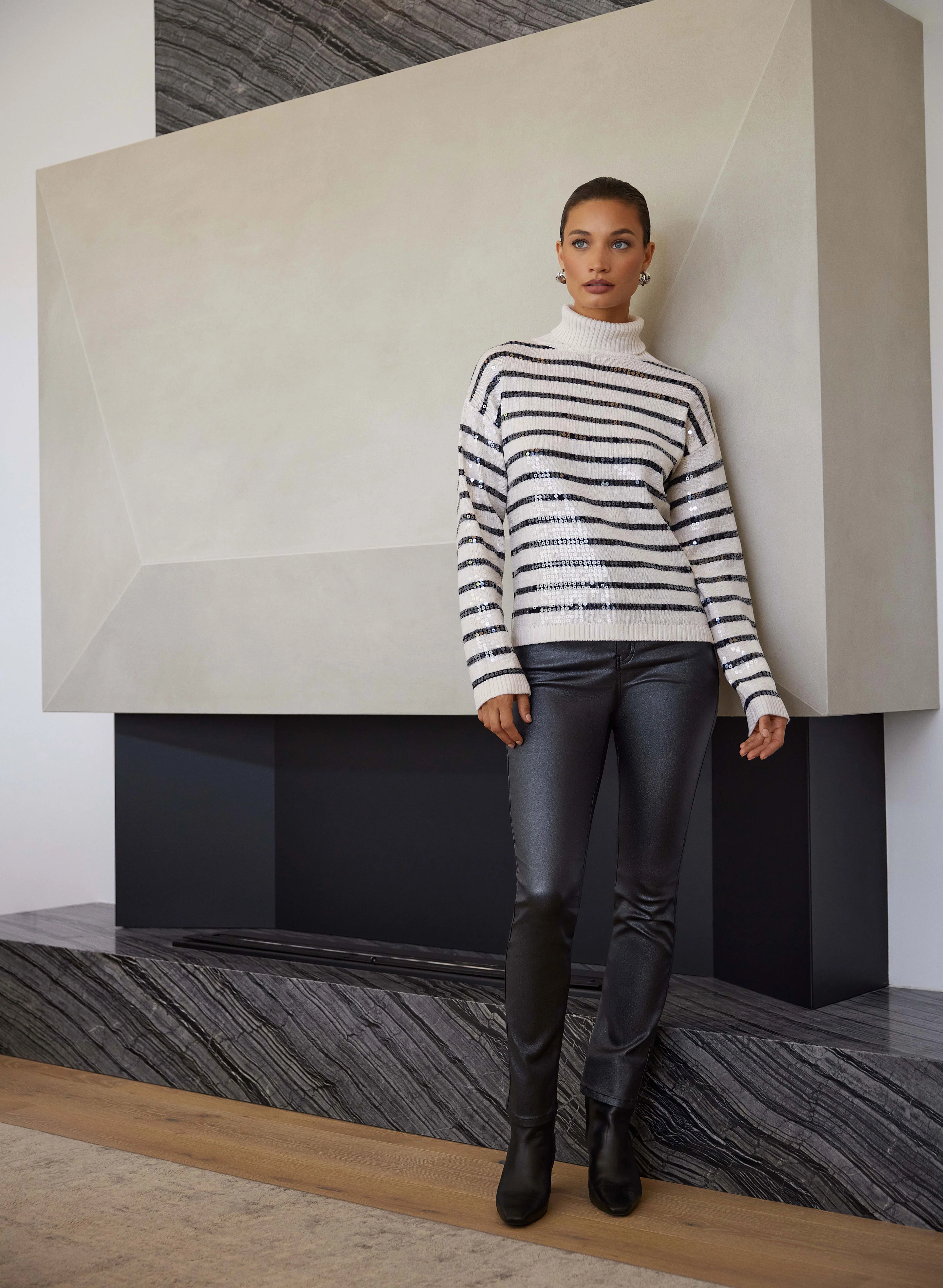 Coated Metallic Slim-Leg Jeans - Image 3