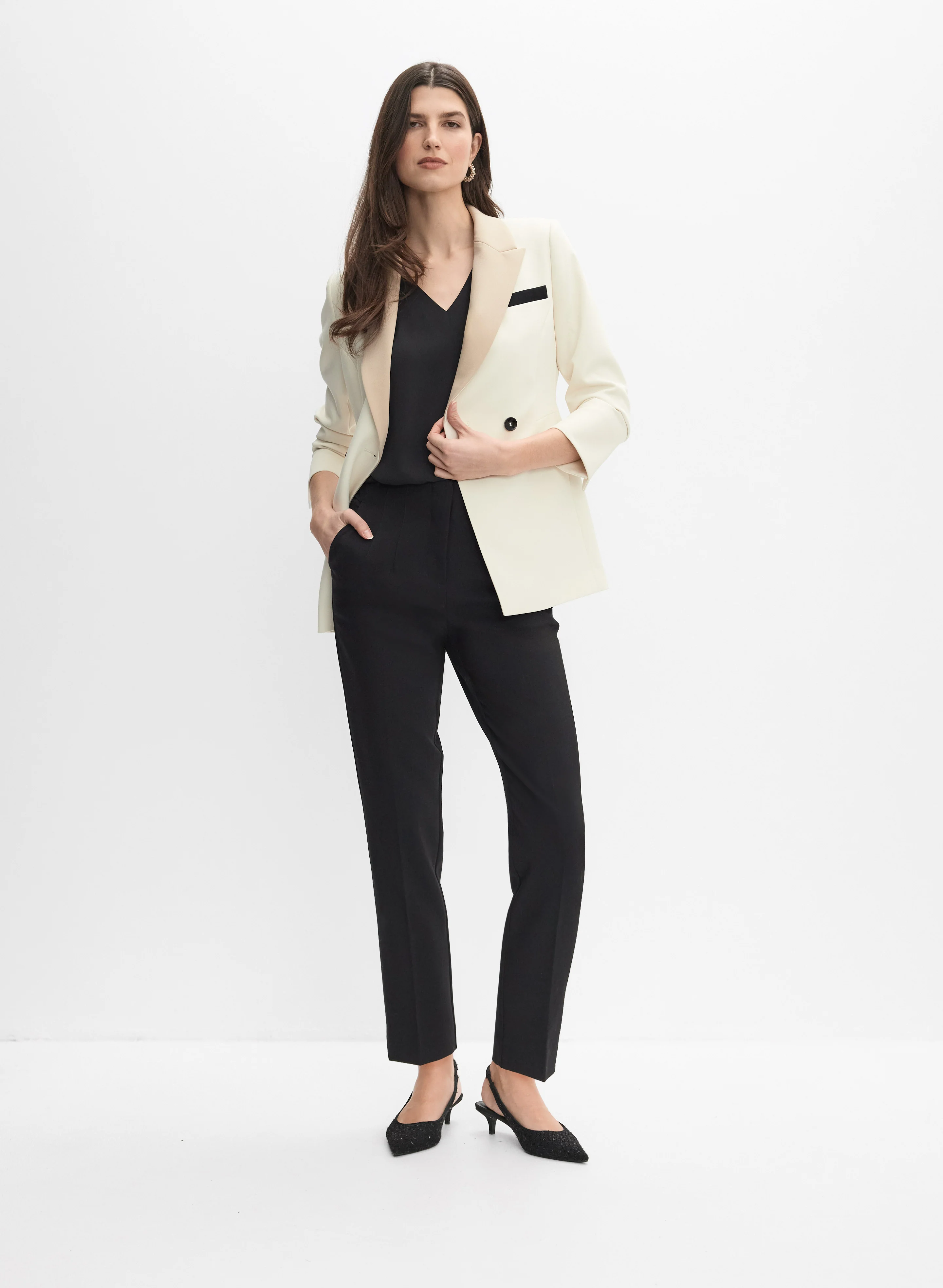 Colour Block Blazer & Juliette Slim-Leg Pants