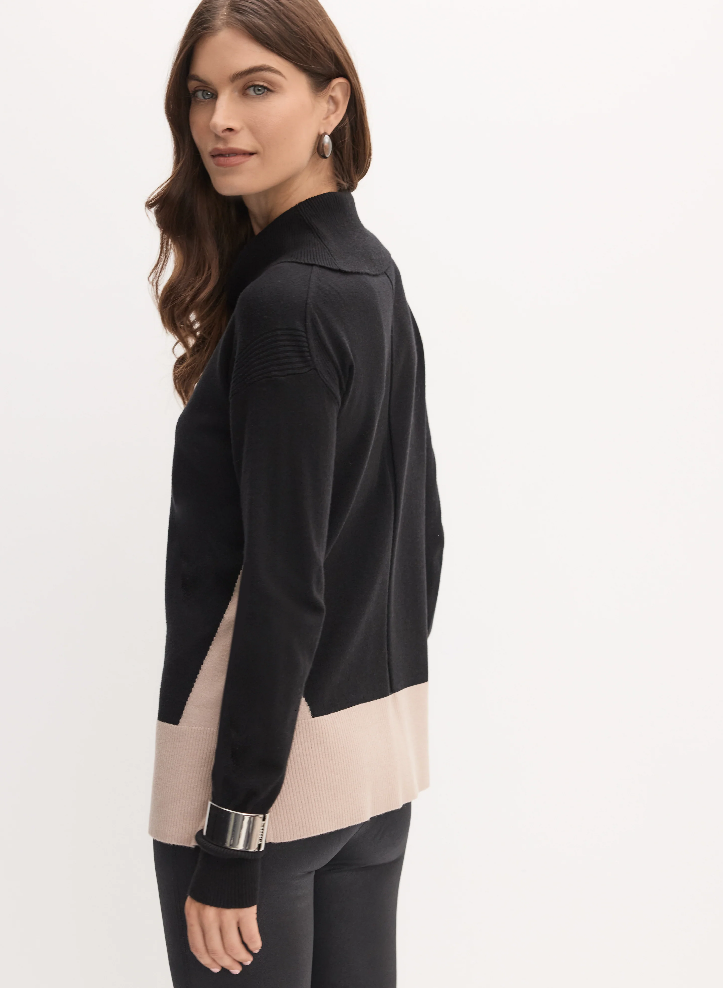 Colour Block Cowl Neck Sweater - Image 4