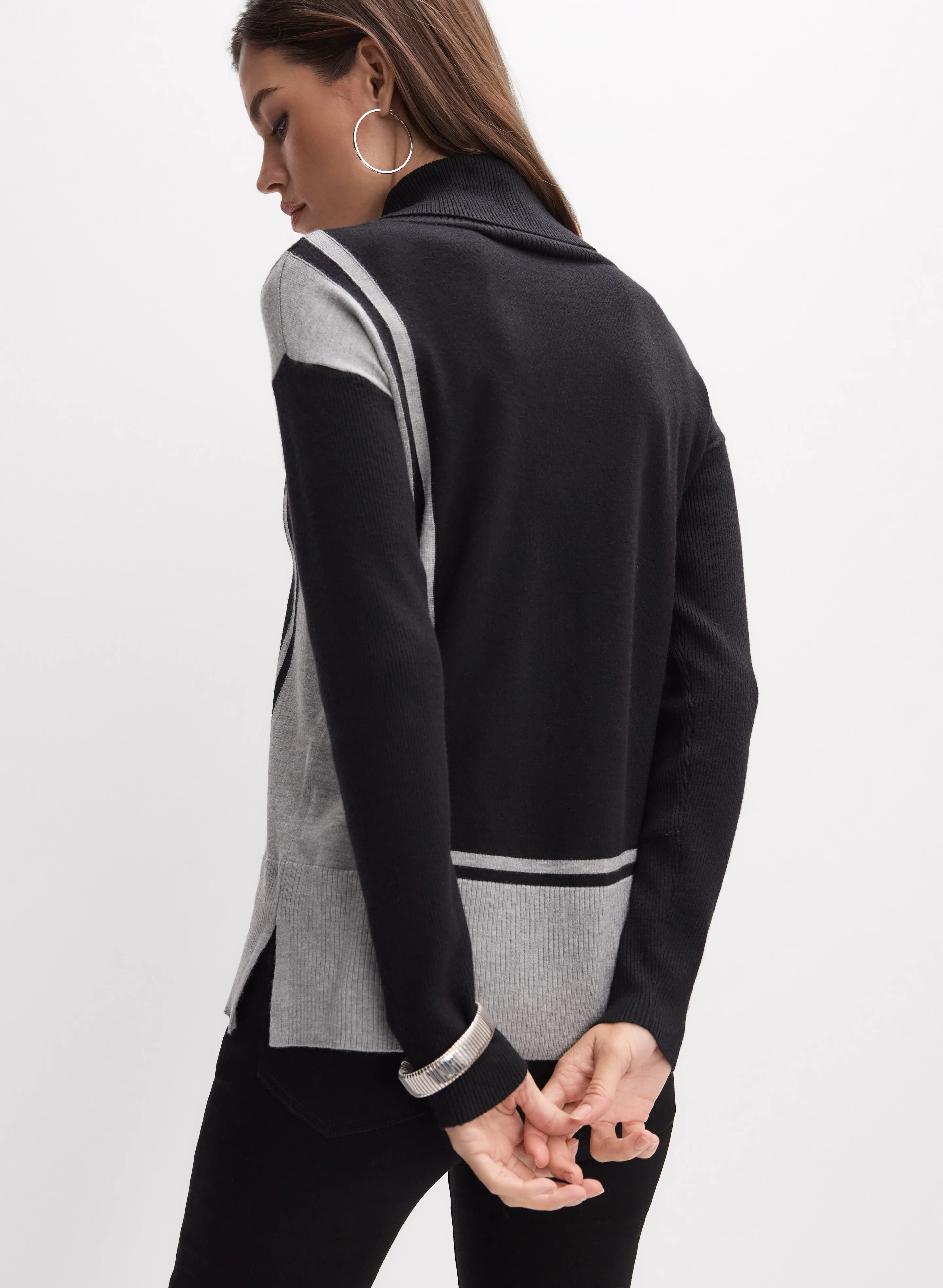 Colour Block Turtleneck Sweater - Image 4