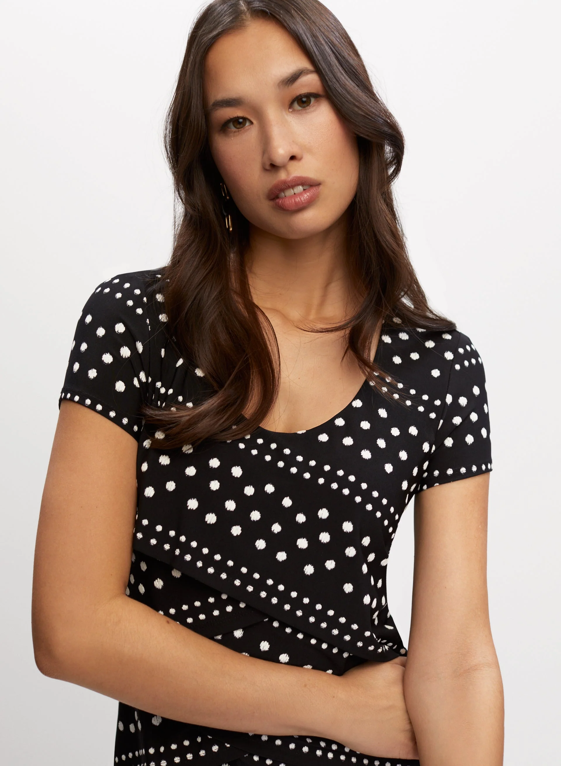 Contrast Polka Dot Print Dress - Image 2